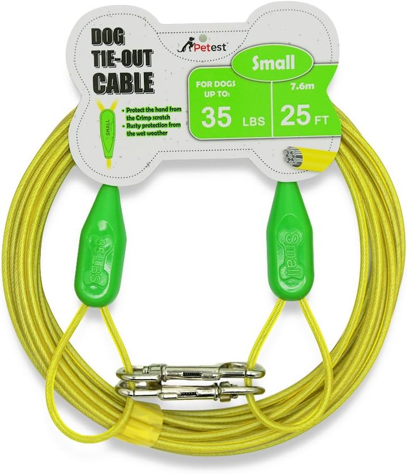 25Ft Tie-Out Cable with Crimp Cover for Small Dogs up to 35 Pounds