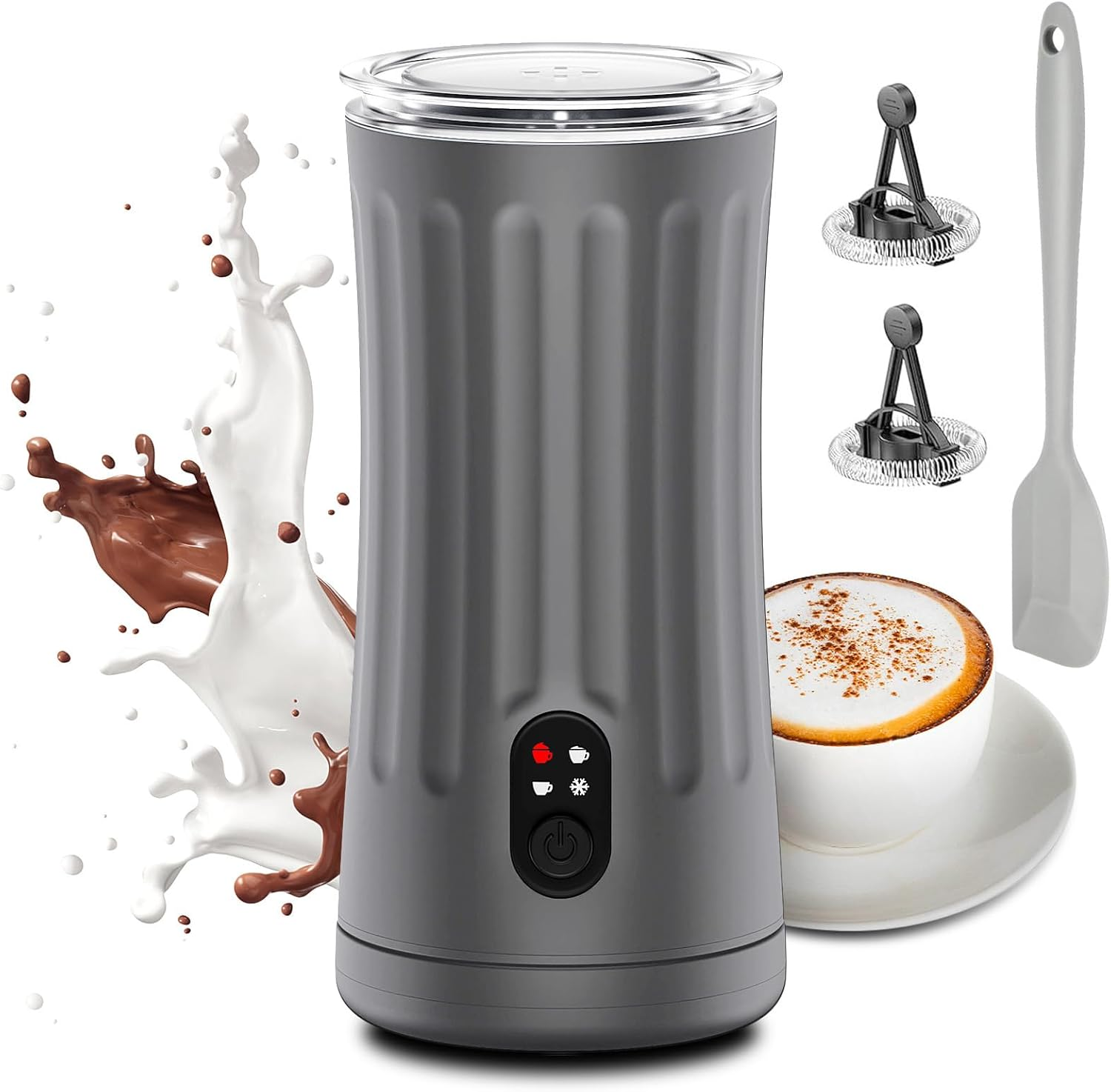 Ovetedot Milk Frother, 4-in-1 Milk Frother Electric, Hot and Cold Foam Maker ... - Picture 3 of 13