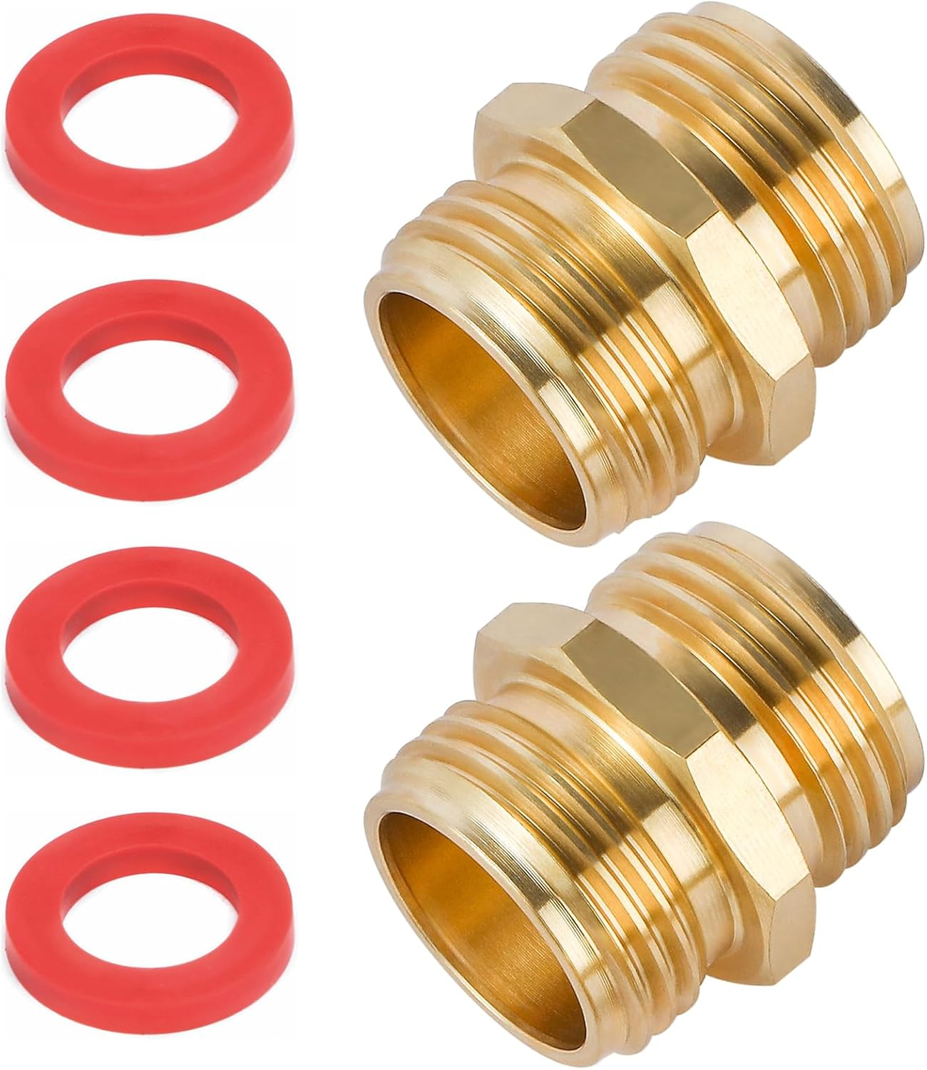 2 Pack 3/4 Inch Brass Garden Hose Adapter Male to Male Quick Connector