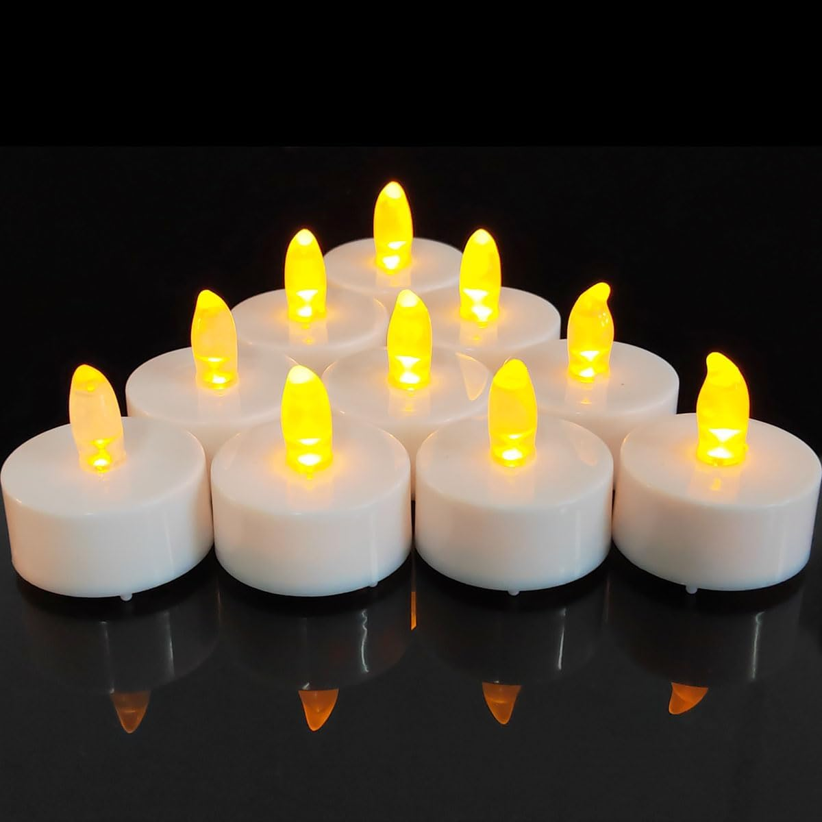 12 Pack Flickering Battery Operated Flameless Led Tea Light Candles with Timer