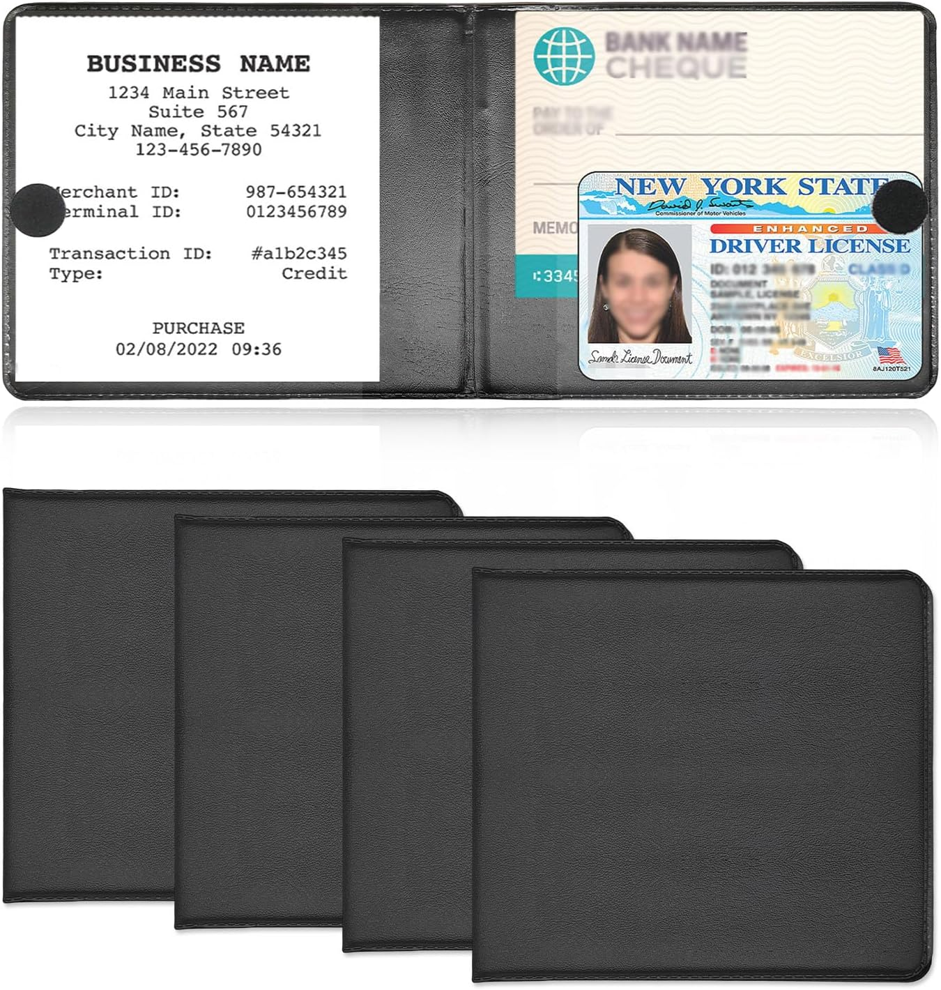4 PCS Car Registration Insurance Holder, Essential Auto Card Glove Box Organizer, Vehicle Interior Accessories Perfect for Most Car, Truck, SUV (10.55''×4.8'', Black)