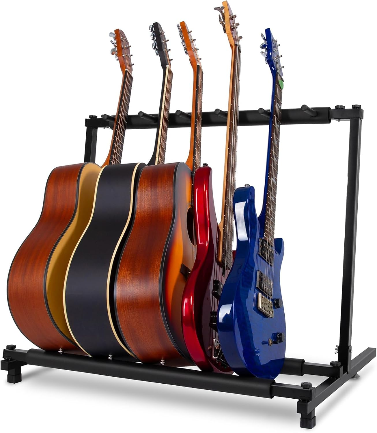 5 Multi Guitar Stand Rack, Guitar Rack for Acoustic, Classical, Electric, Bass,Studio & Home, Durable, Black (5 Holder)