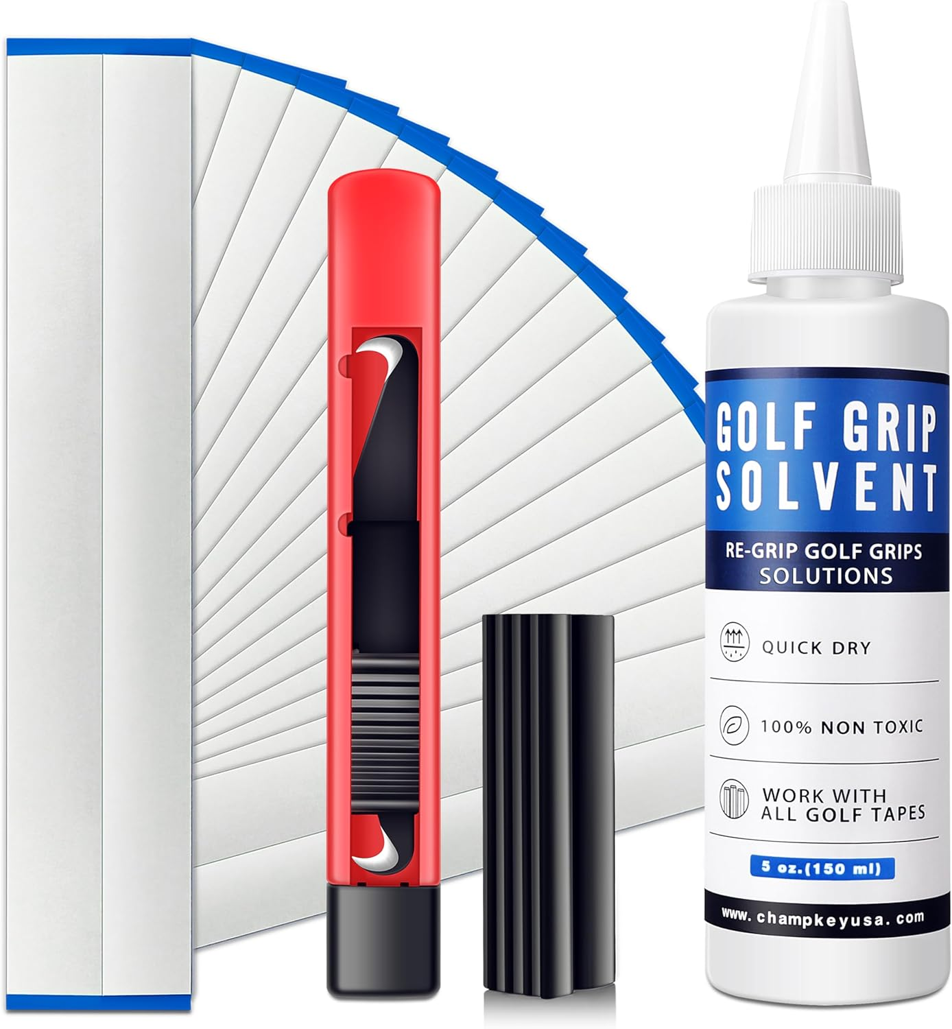 Premium Grip Repair Kits for Regripping Golf Clubs | Come with Hook Knife, 15 Professional Tapes, Golf Solvent and Rubber Vise Clamp