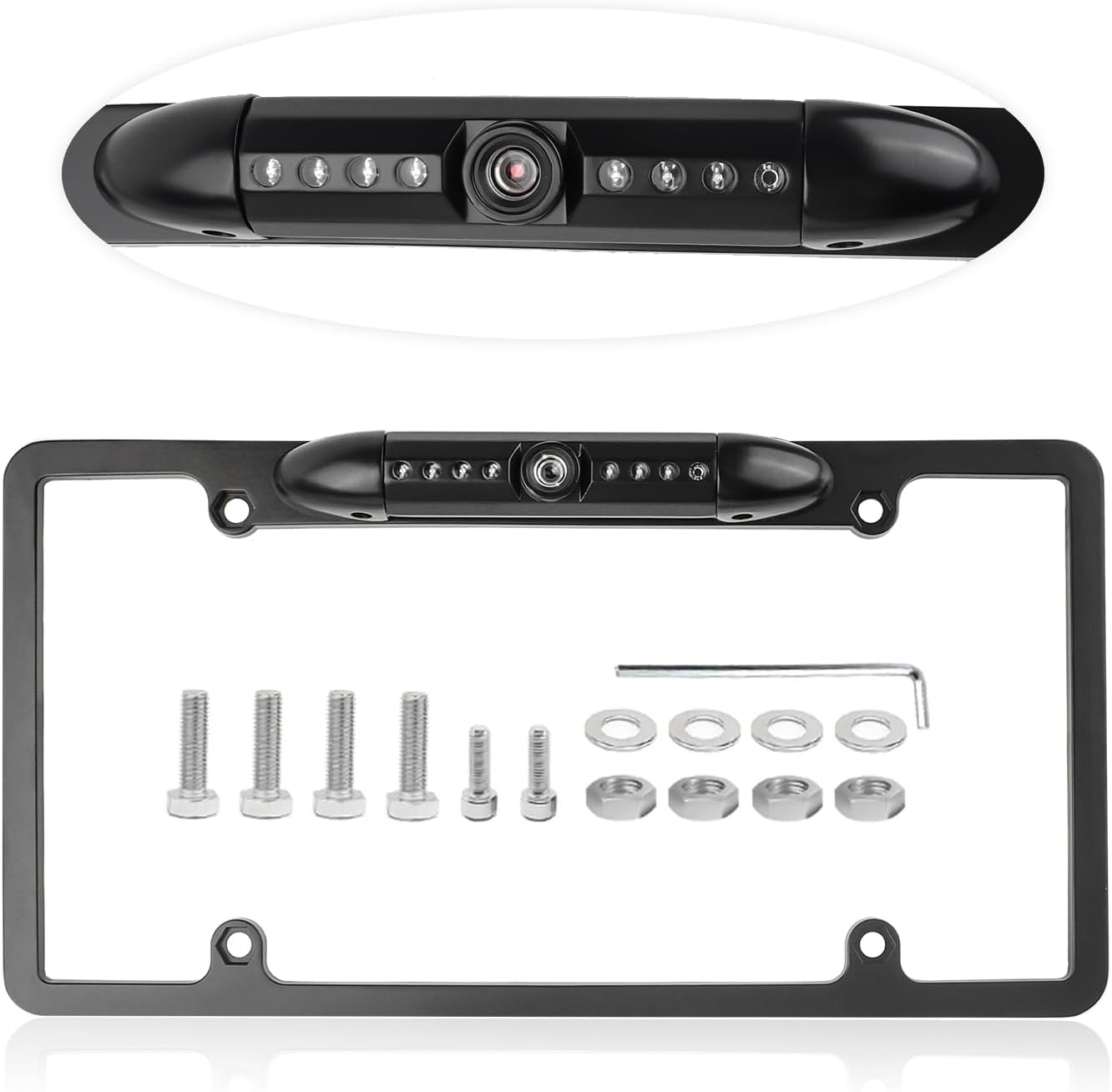 Camara reversa matricula hd 8 leds gran angular 170 ip67 para auto camion suv