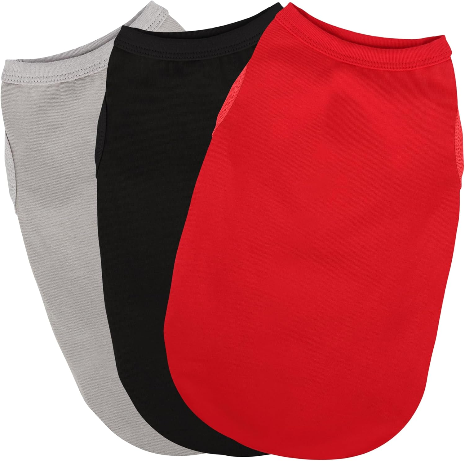 3 Pieces Plain Dog Shirt Sleeveless Puppy Cotton Dog Shirts Breathable Pet Apparel Tank Top Colorful Puppy Sweatshirt Clothes for Small Medium Dogs Red Black and Grey XS