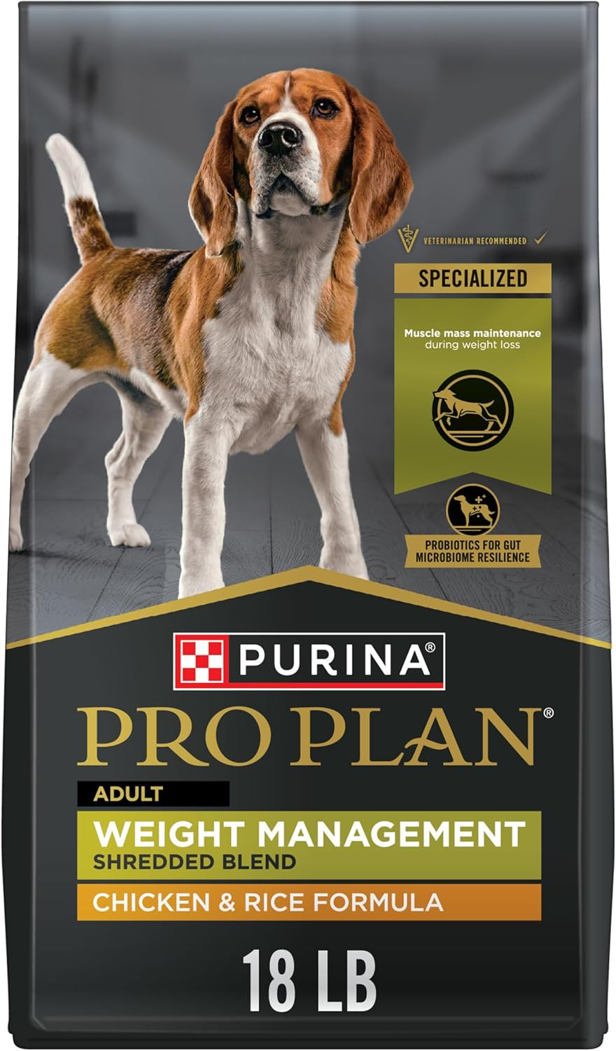 Weight Management Dog Food Dry, Shredded Blend Chicken and Rice Formula - 18 Lb. Bag