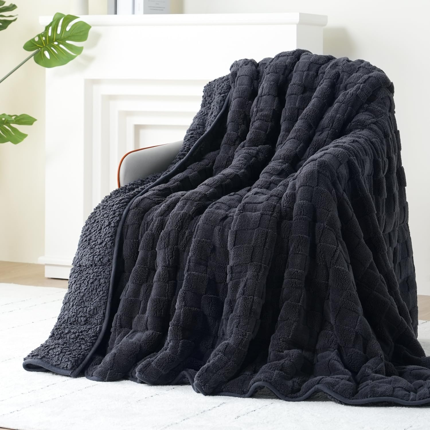 Dual Sided Weighted Blankets for Adults, Buttery Soft Stylish Checkered Heavy Blankets for Couch Sofa Bed - Ultra-Fluffy Fabric Brings Cloud-Like Comfort (48