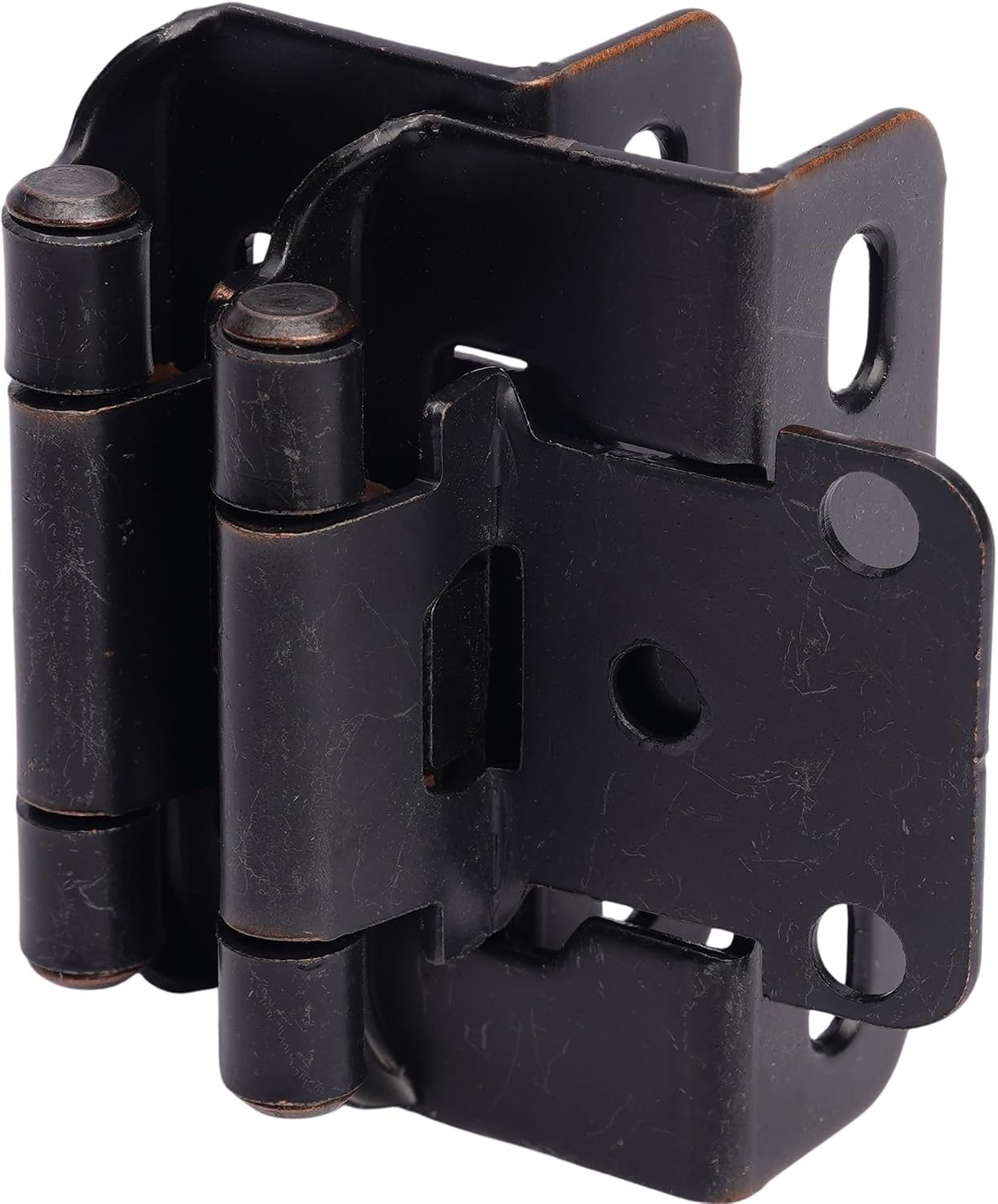 Partial Overlay Cabinet Hinges 1/2” (30 Pair - 60 Pack) (Oil Rubbed Bronze), Semi Wrap Overlay Cabinet Hinge, Partial Wrap Cabinet Hinges - Quick & Easy Installation