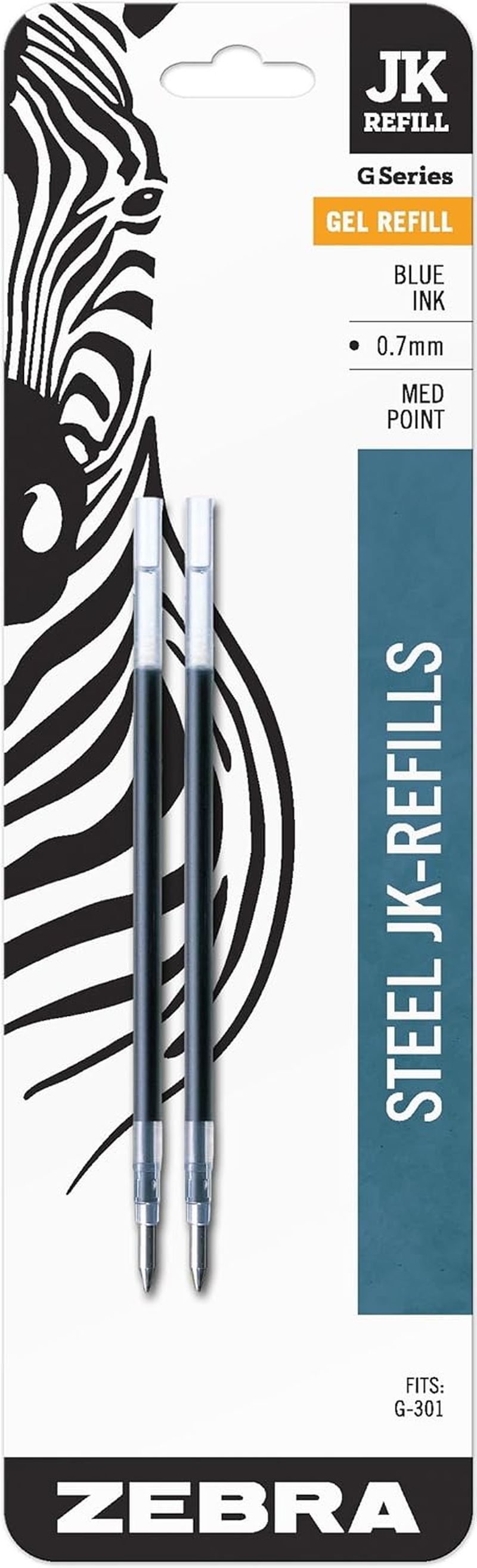 G-301 Stainless Steel Pen Jk-Refill, Med Point, 0.7Mm, Blue Ink, 2-Count