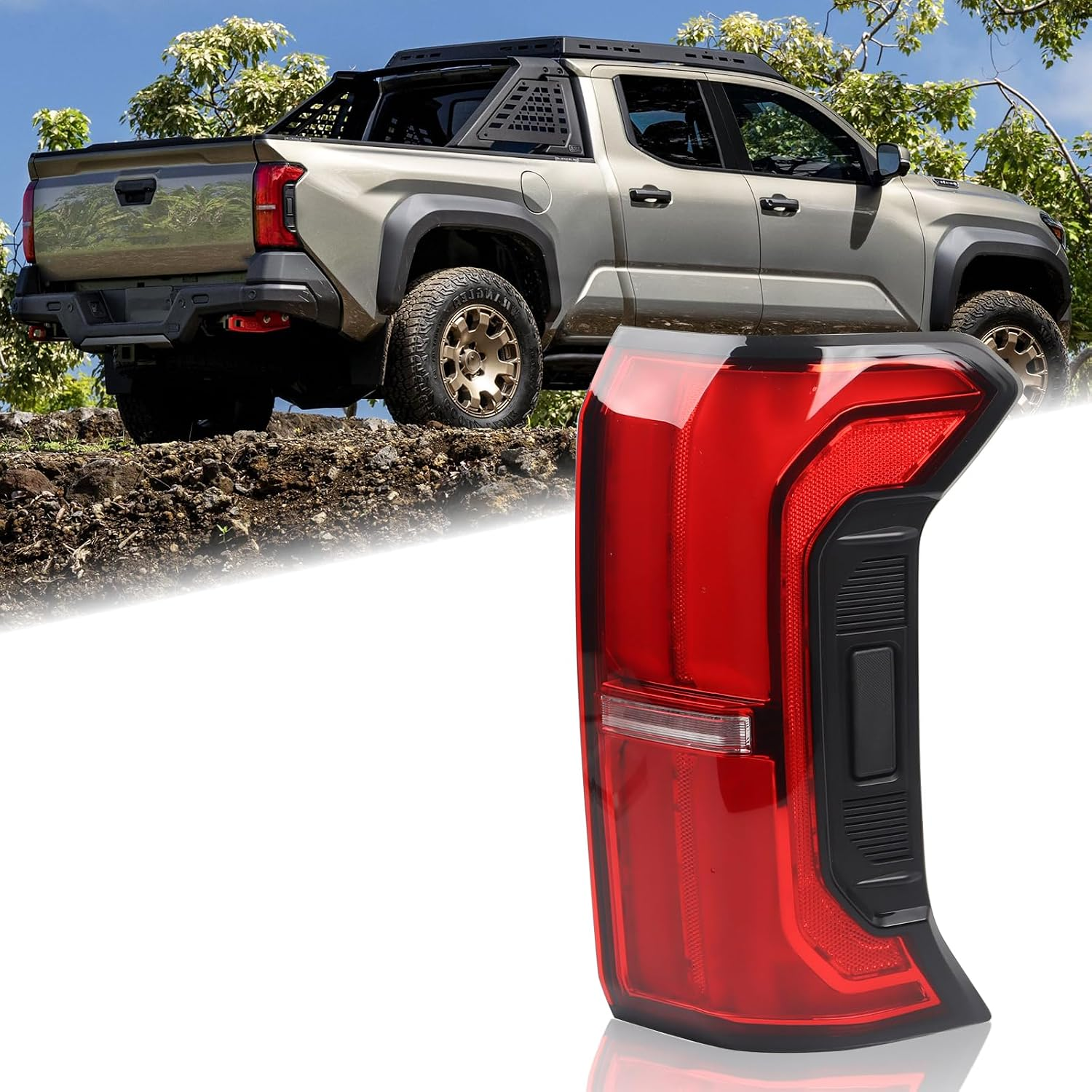 RH 81560-AK030 W/Tailgate Switch Tail Light Fit for 2024 2025 Toyota Tacoma Limited Brake Stop Lamp Right Passenger Side LED Rear Lamp Assembly Door-Power Type 81560AK030