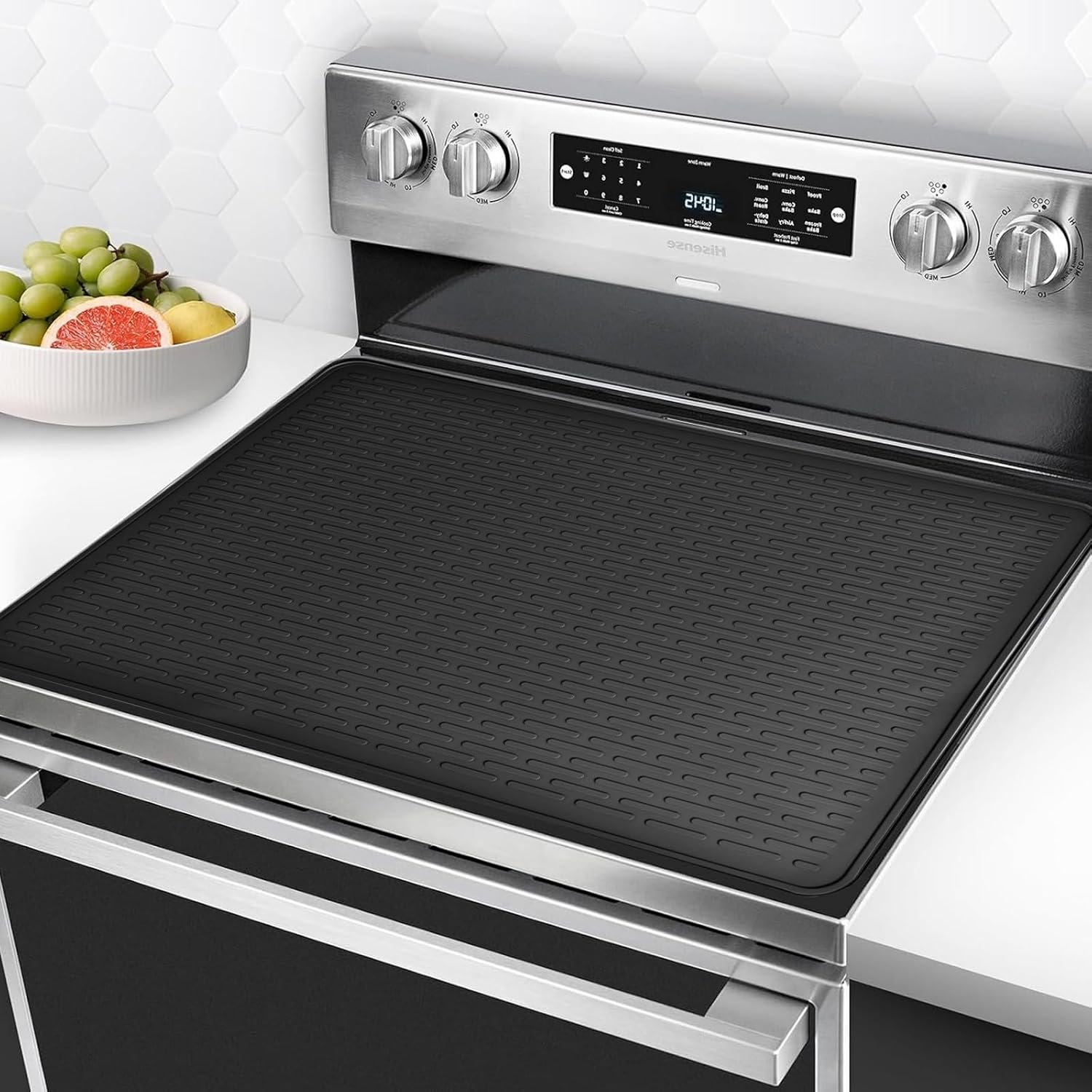 Silicone Stove Top Covers for Electric Stove, Stove Mat for Glass Cooktop, Heat-Resistant Cover Protector, Electric Cooktop Mat with Anti-Slip Backing, Ideal Kitchen Accessory (Black)