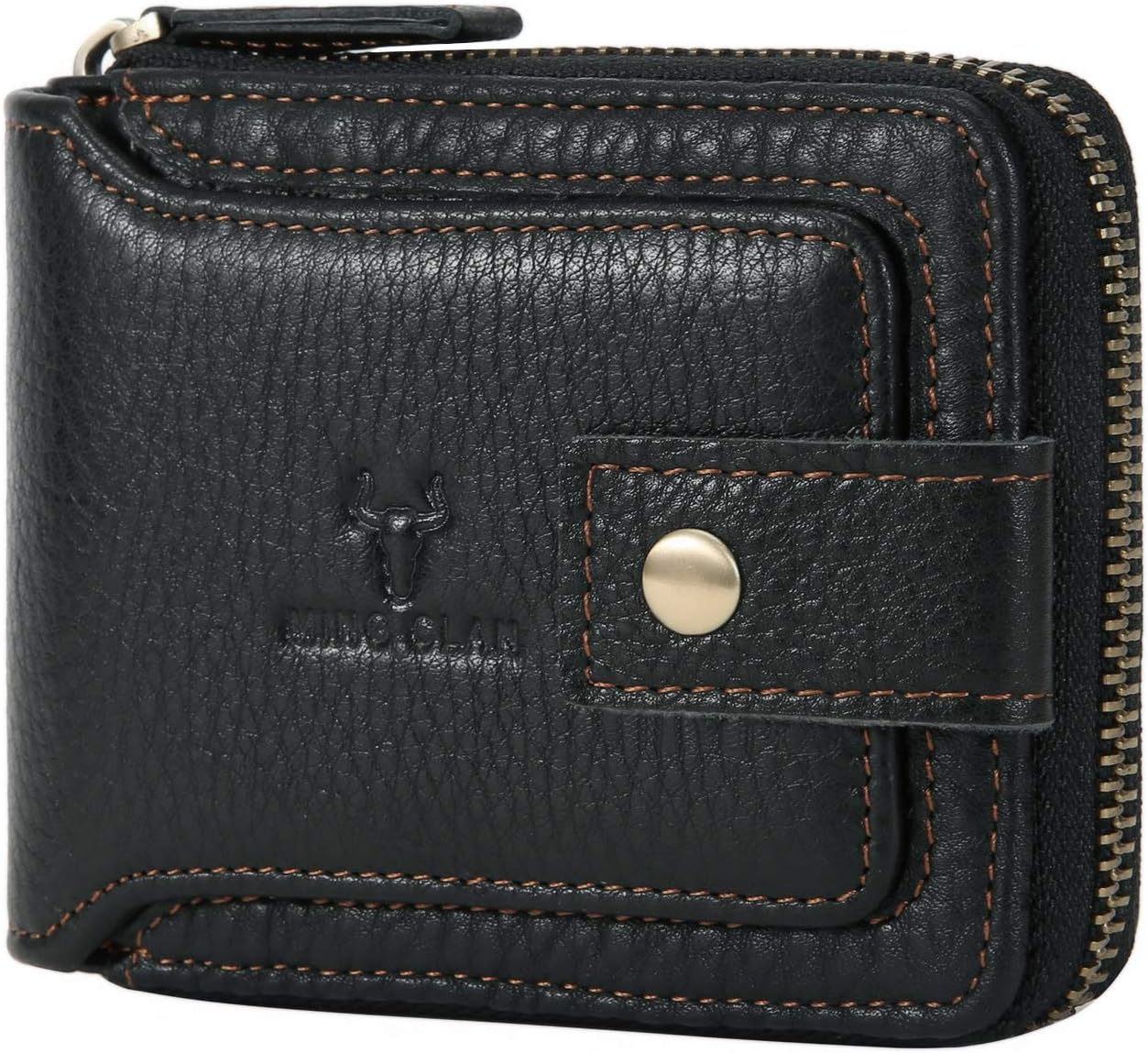 Cartera con Cierre para Hombre Cuero Bloqueo RFID Billetera Grande Negro   