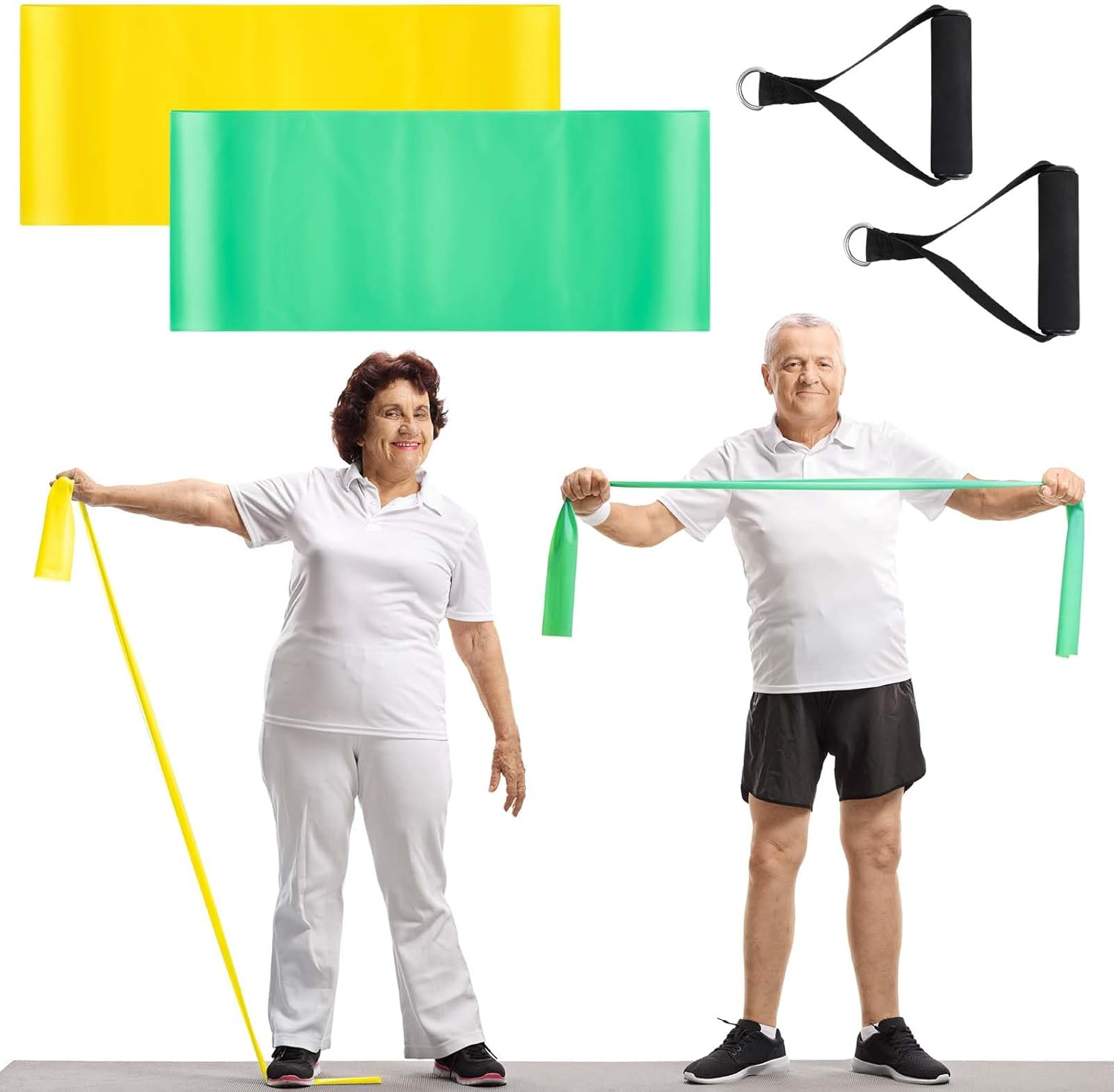 2 Pcs Resistance Band for Seniors with 2 Pcs Handles Exercise Band Specifically