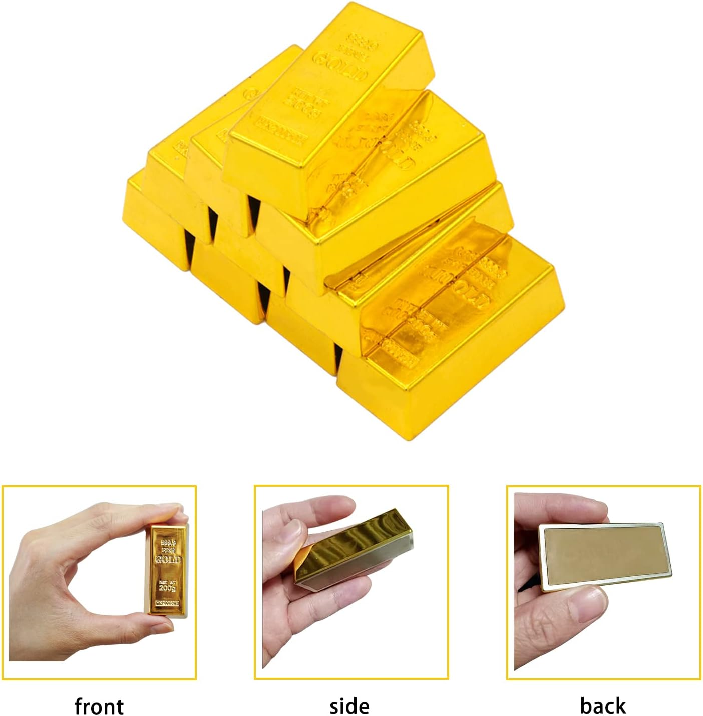 3pcs Simulated Treasure Fake Plastic Golden Brick Bullion, Gold Bar Paperweig... - Picture 5 of 15