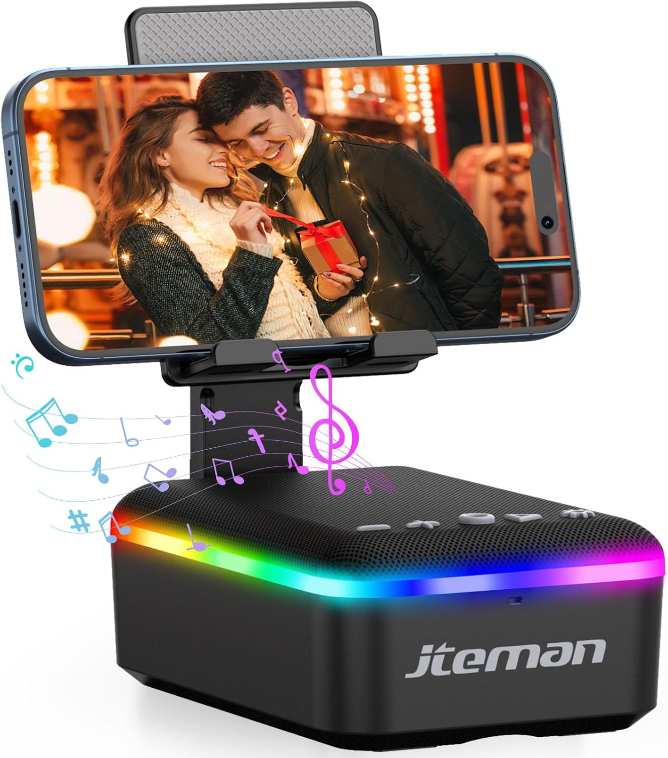 Gifts for Men Women,Cell Phone Stand with Bluetooth Speaker,Led Light,And Lanyard,Cool Tech Gadgets,Unique Birthday Gifts for Men Husband Mom Dad