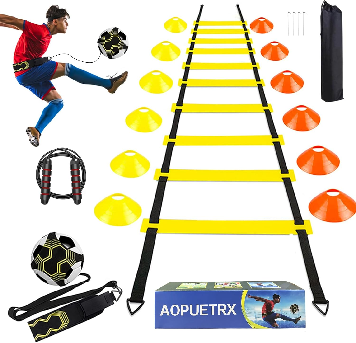 20FT Agility Soccer Ladder Cones for Training Equipment as Gifts for Boys