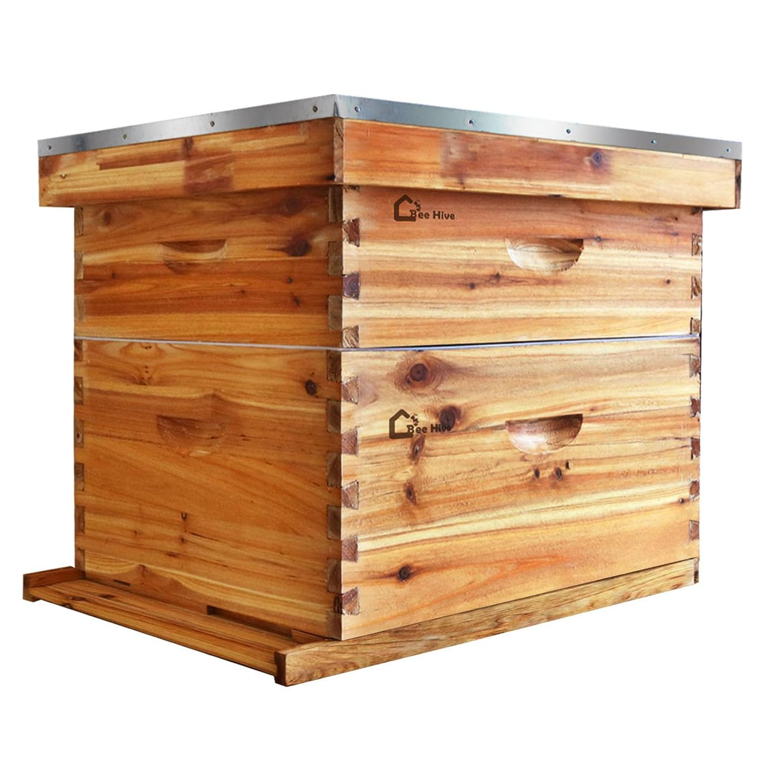 10-Frames Complete Beehive Kit, 100% Beeswax Coated Bee Hive Includes 2 Deep Box and 1 Medium Bee Box with Beehive Frames and Beeswax Coated Foundation for Beekeeping Supplement