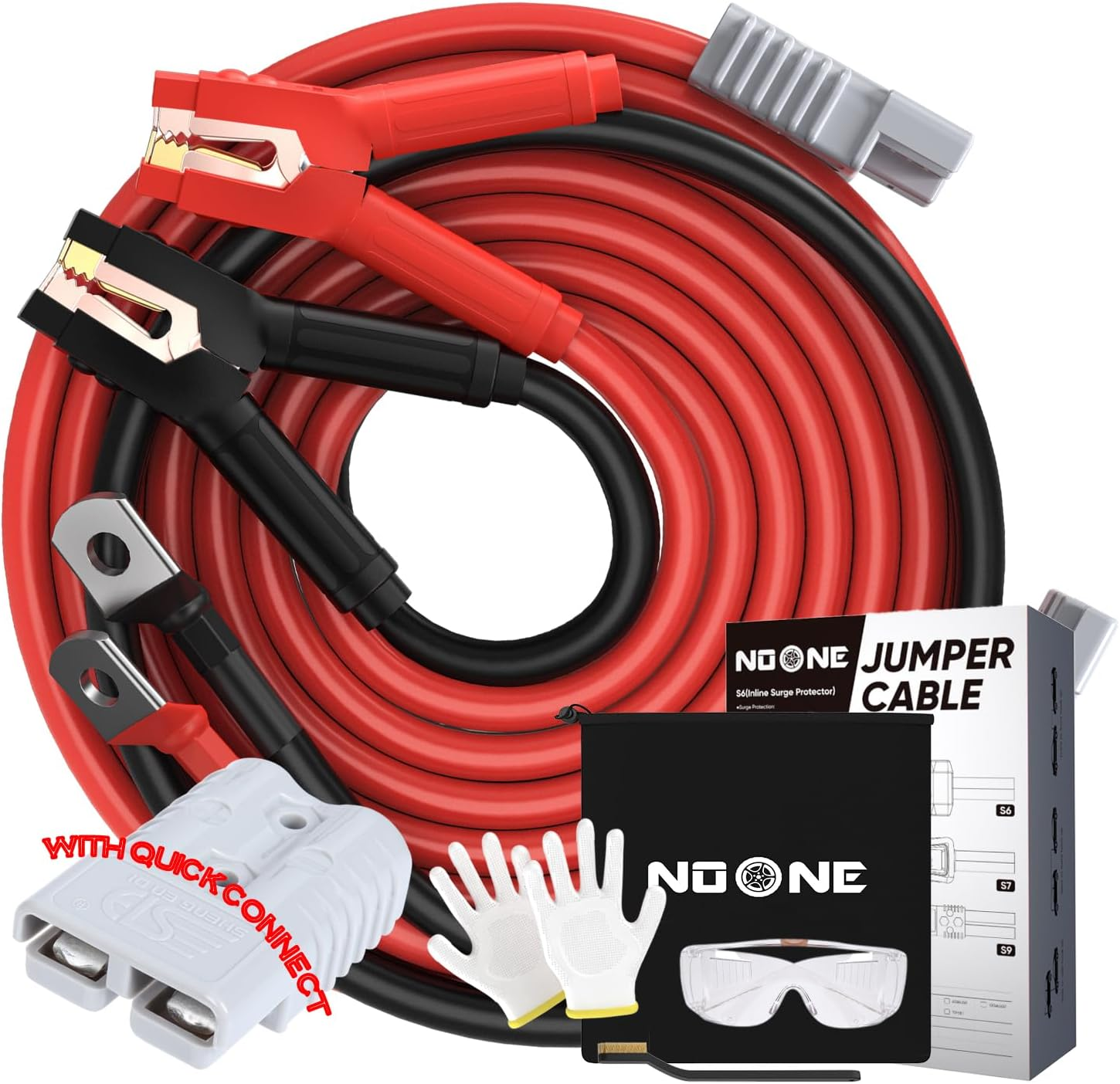 Cables de puente de refuerzo Noone, calibre 2/0 resistente, 30 pies, 1500 amperios