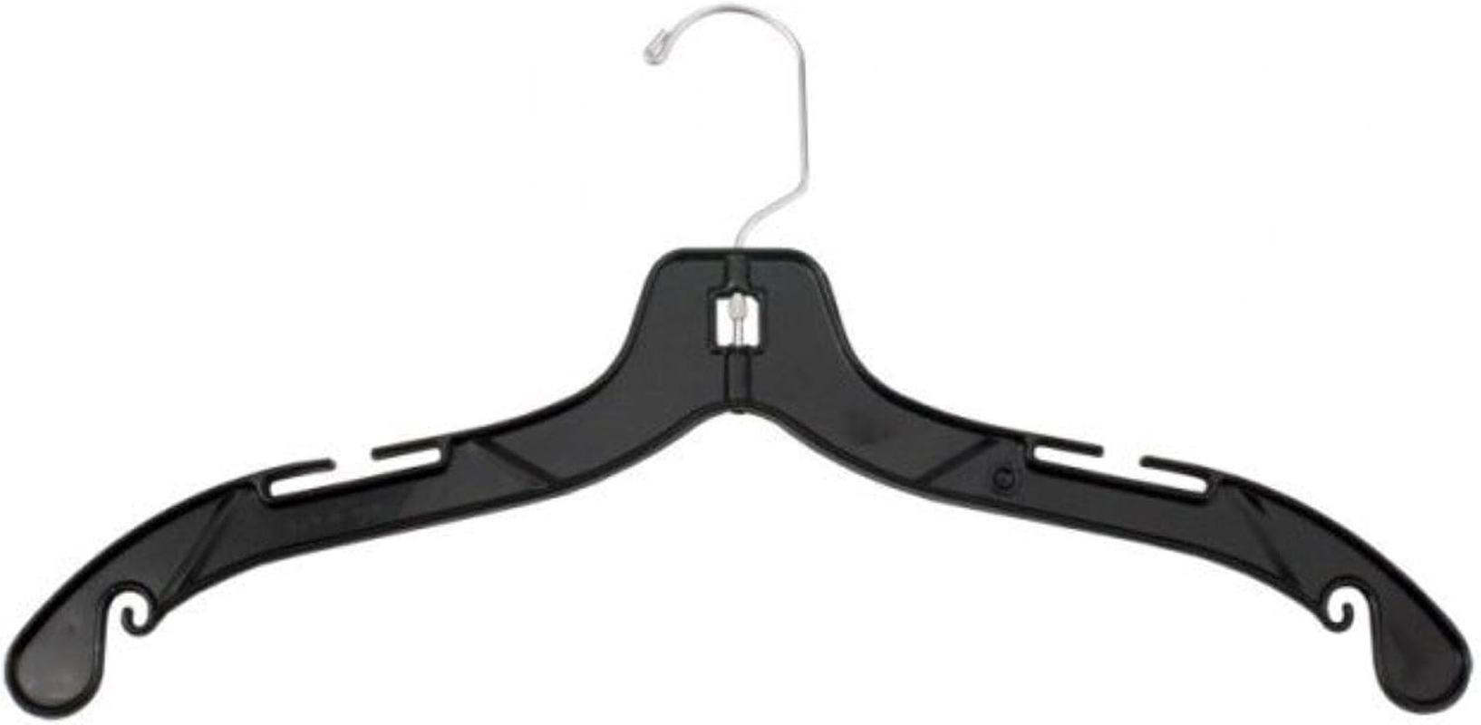 19" Black Heavy Weight Plastic Shirt Hangers, 100 Pack