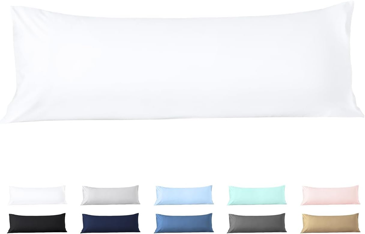 Body Pillow Cover 20X60 Body Pillow Case 100% Egyptian Cotton 600 Thread Count Soft & Skin-Friendly 1 Piece Body Pillowcase with Zipper Closure - 20X60 Inches, White