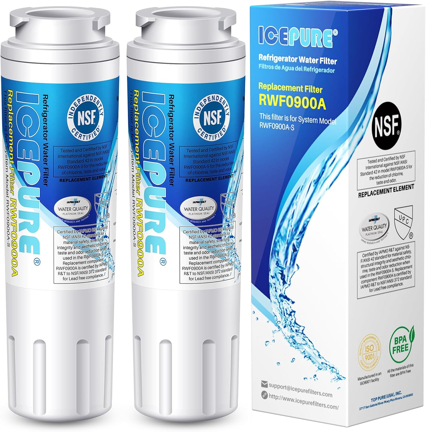 UKF8001 Replacement for Whirlpool Filter 4, Everydrop EDR4RXD1, FMM-2 Maytag UKF8001AXX-200 9084 4396395 MPF15090 WF-UKF8001,WF295,SGF-M9,Puriclean II,RWF0900A Refrigerator Water Filter,2PACK