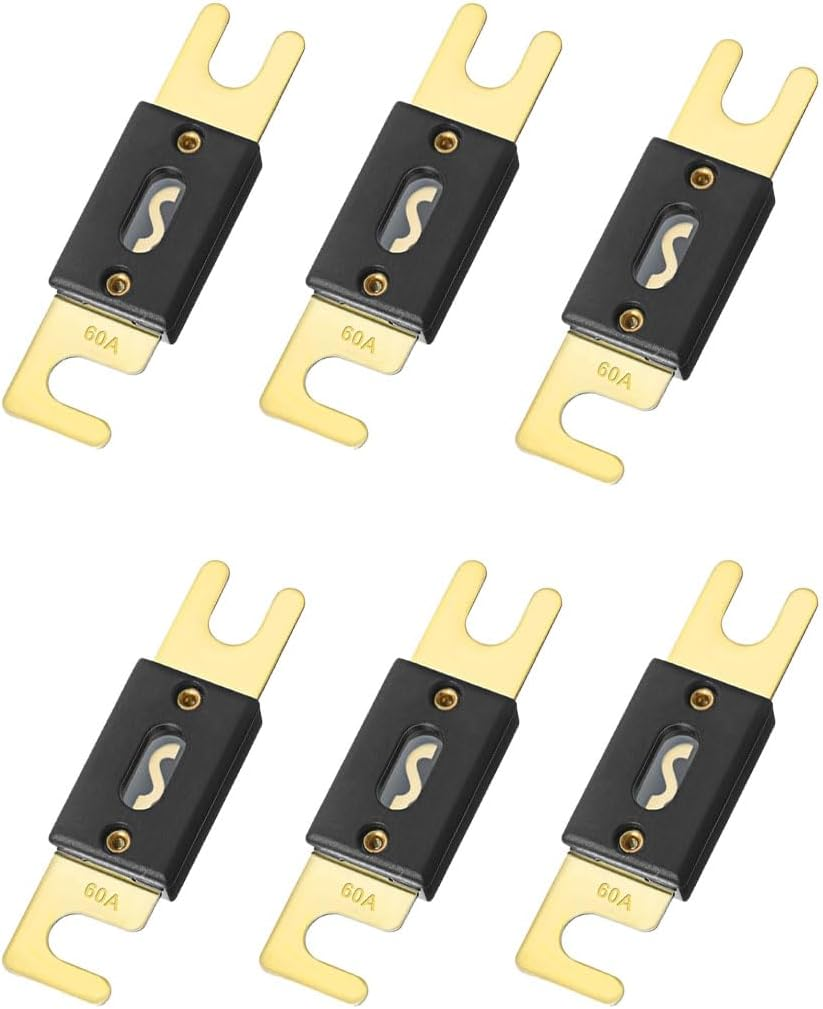 6PCS 60Amp/60A ANL Fuse,Blade Fuse for Marine Car Vehicle Audio and Video System