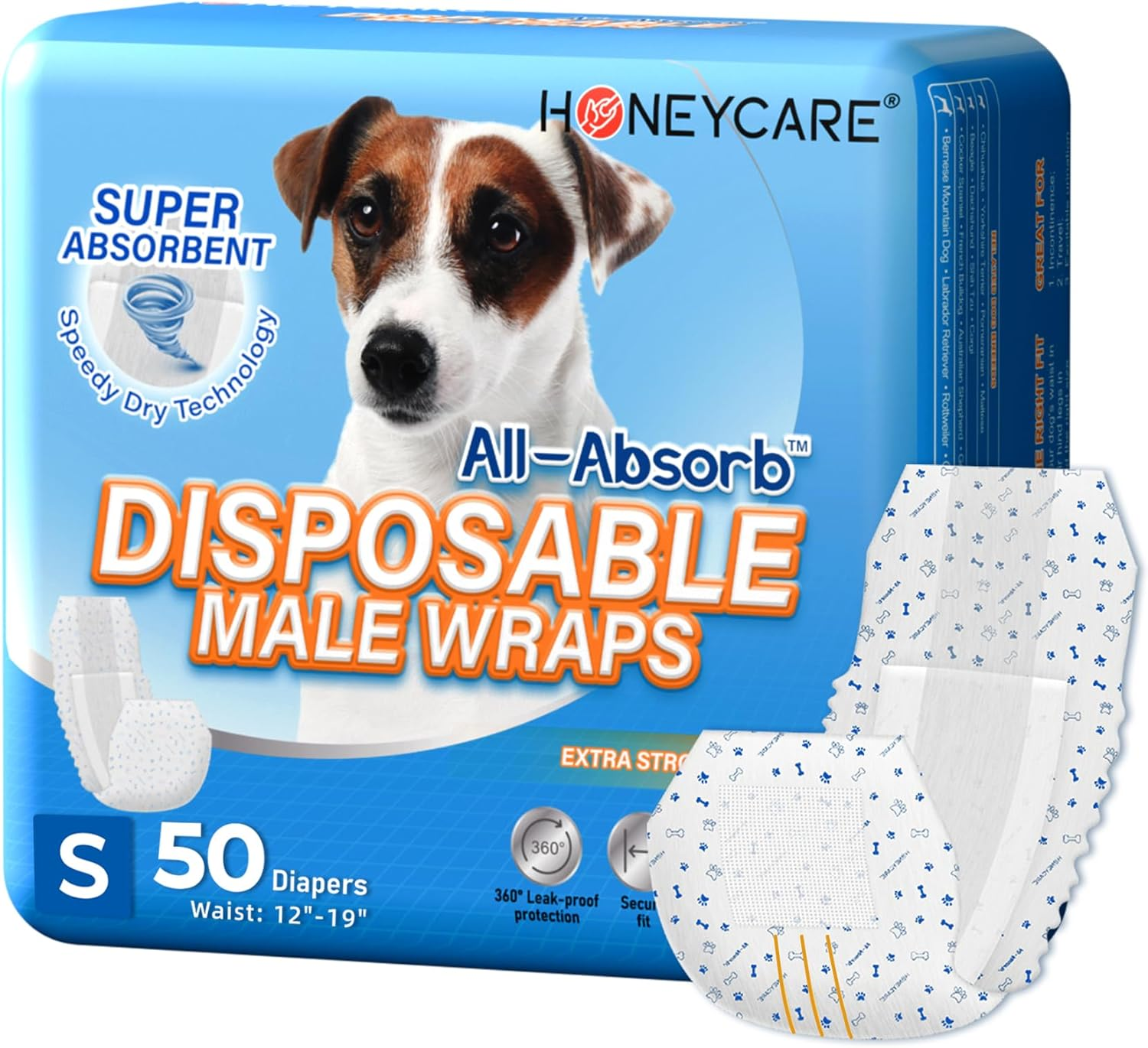 Paquete De 50 Pañales Desechables Para Perros Con Cintura De Tamaño Pequeño