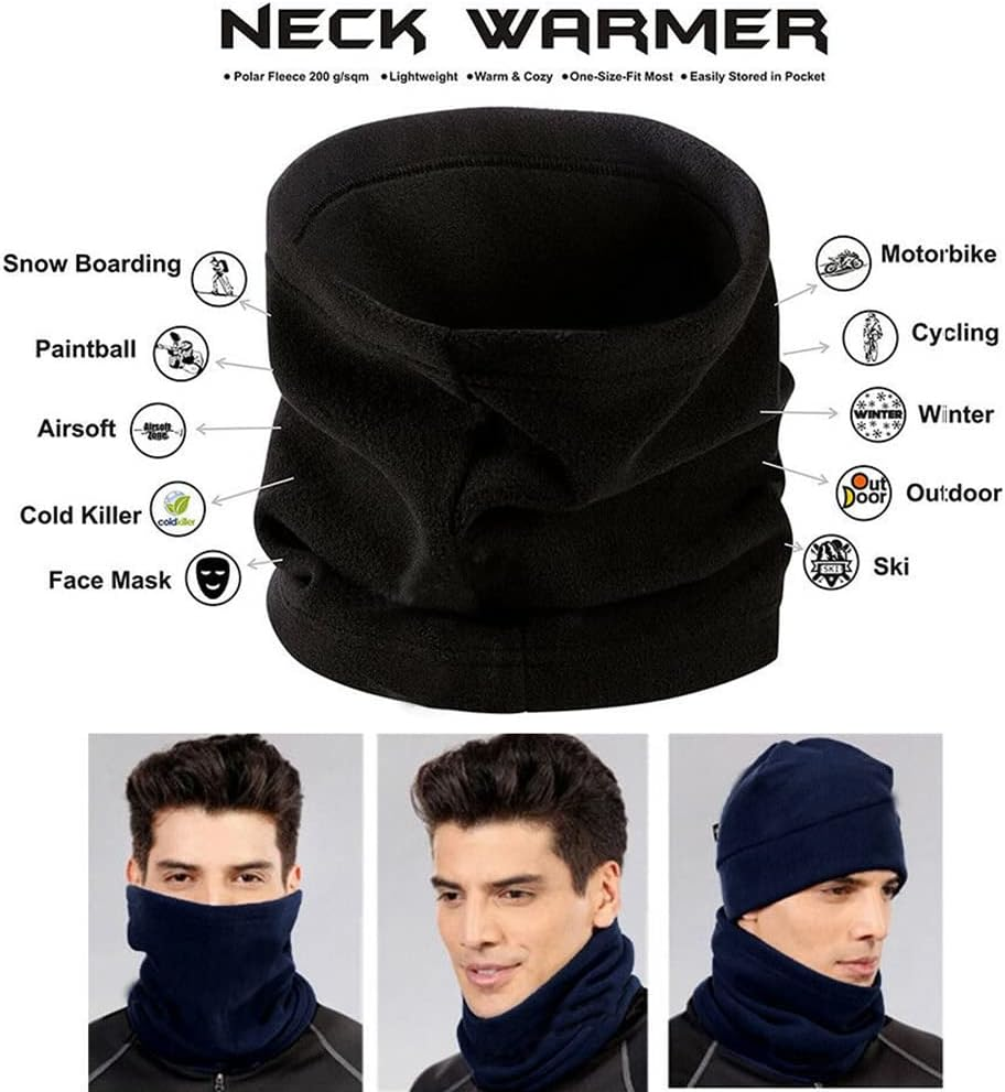 Winter Warm Fleece Snood Scarf Neck Warmer Beanie Hat Ski Balaclava Men Women - Picture 4 of 19