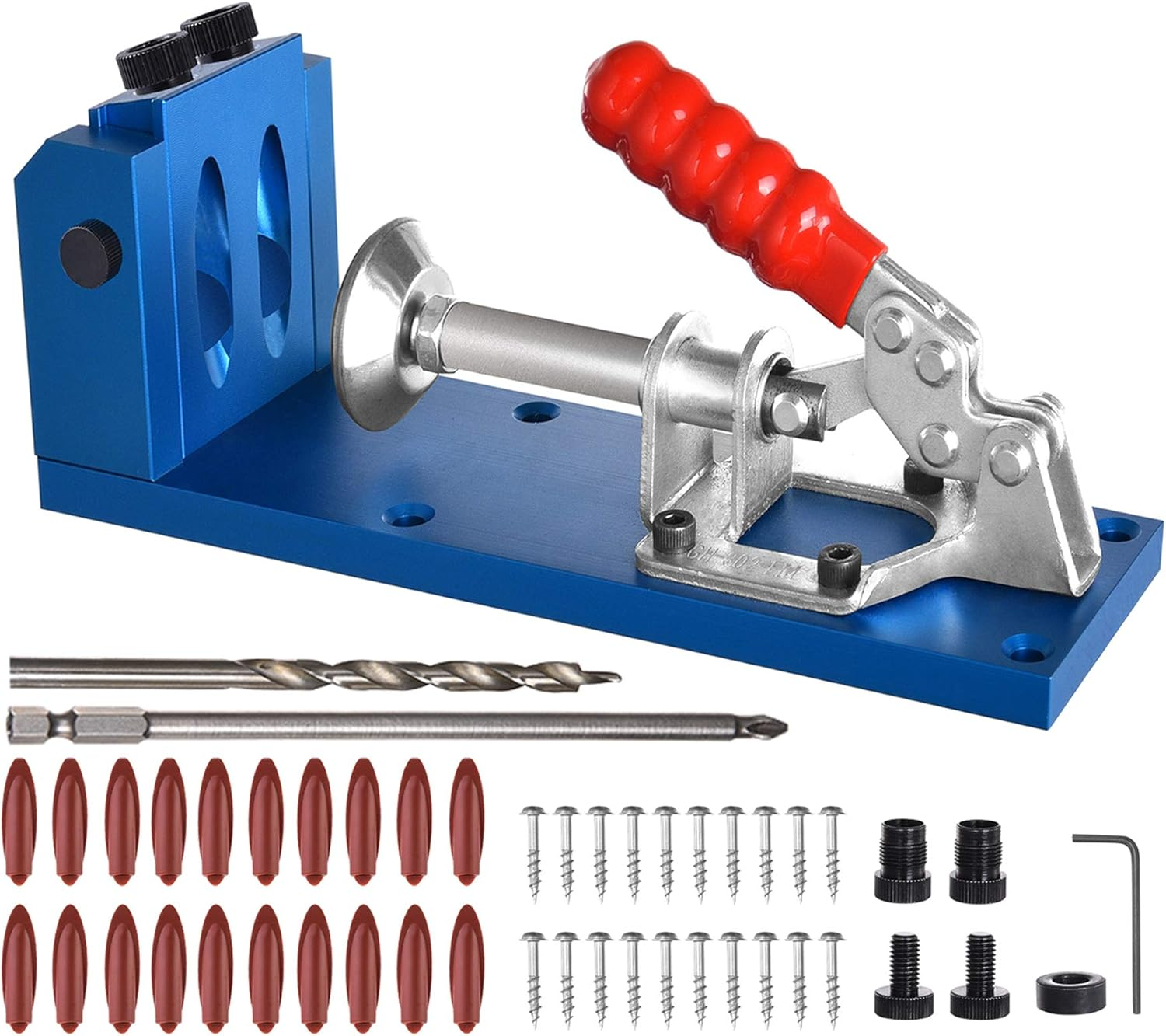 Pocket Hole Jig Kit Dowel Drill Joinery Screw Kit All-In-One Aluminum System Set Jig Wood Woodwork Guides Joint Angle Tool Carpentry Locator