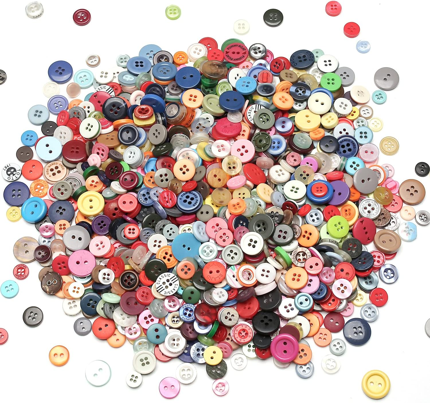 1000 Pcs Resin Buttons, Assorted Sizes Round Craft Buttons for Sewing DIY Craft