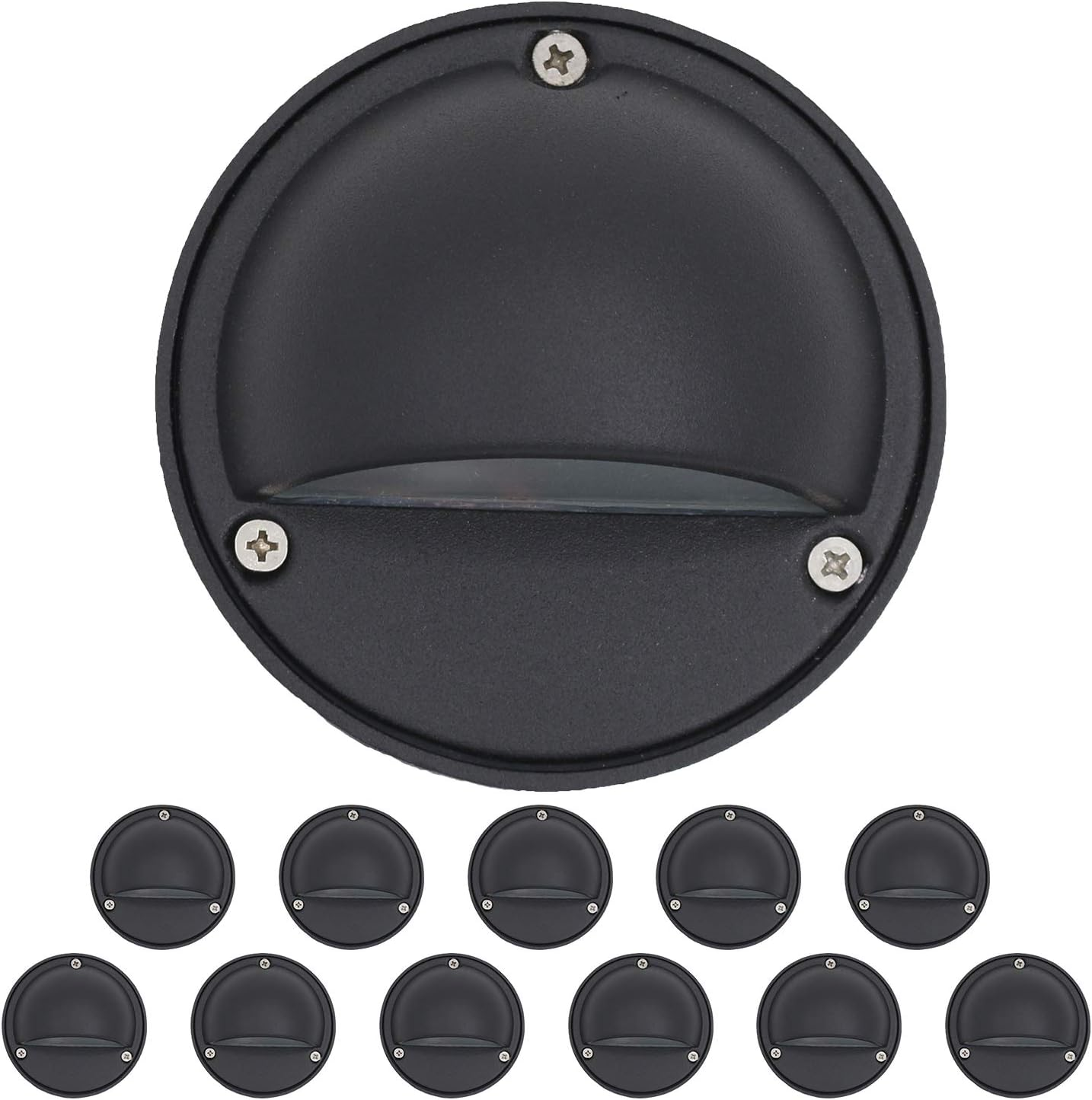 Lumina Lighting® 2W LED Deck and Step Lights (12 Pack) | Low Voltage Landscape Deck Lights Waterproof - 12V 3000K Outdoor Patio Balcony Porch Step Lighting | Replaceable G4 LED Bulb Included (Black)