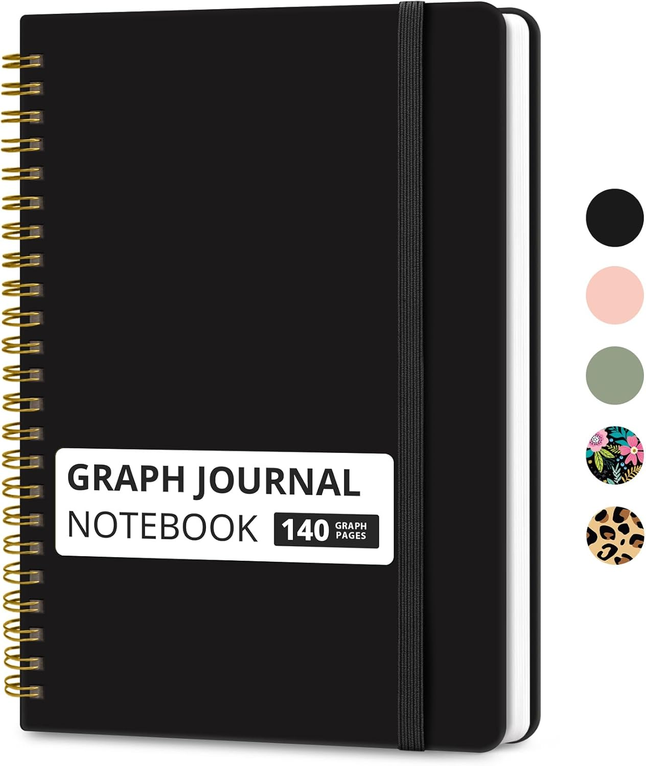 Graph Spiral Journal Notebook for Women & Men, 140 Pages, Graph Paper Hardcover