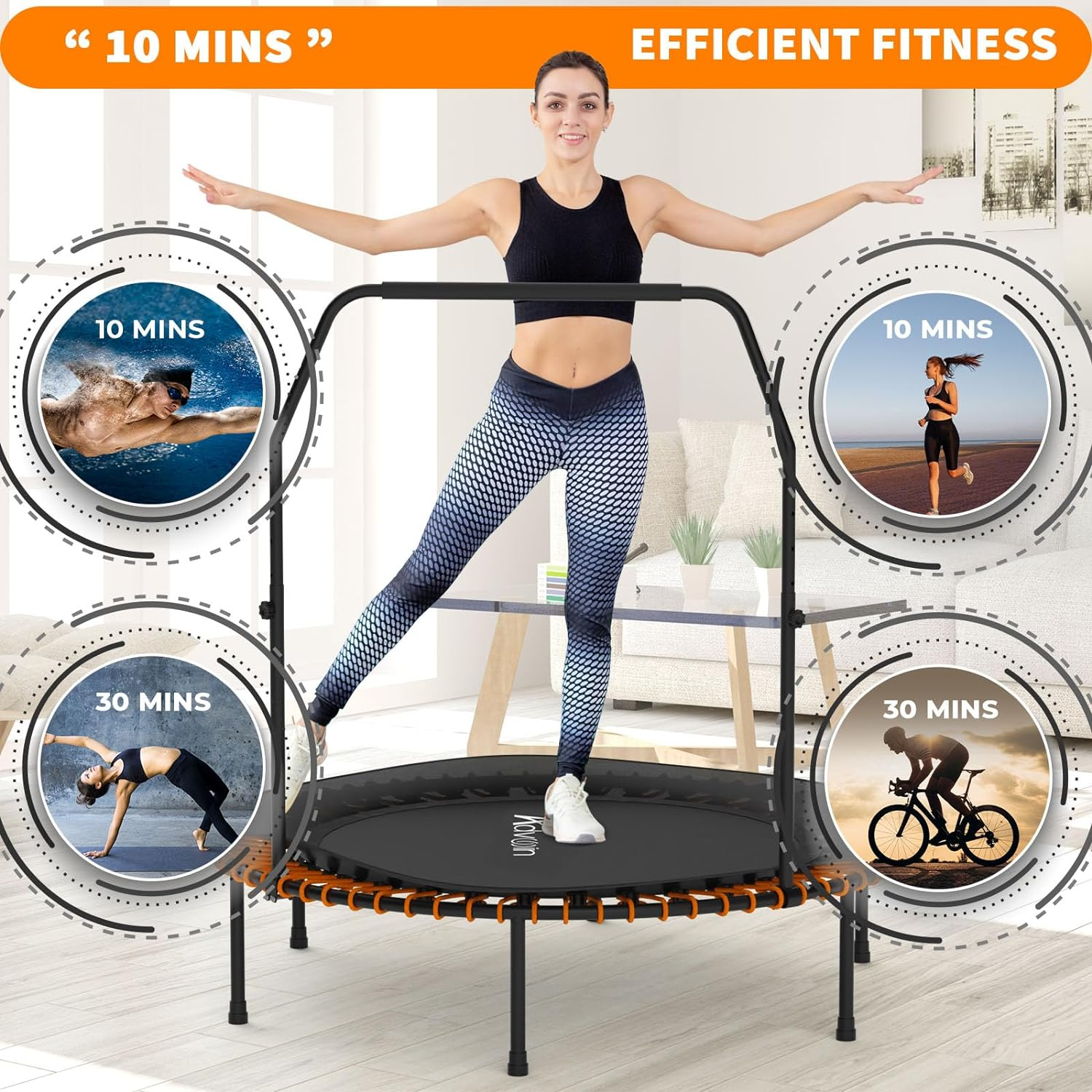 ADVWIN 40inch/48inch Rebounder Mini Trampoline Fitness Trampolines with Adjus... - Picture 7 of 14
