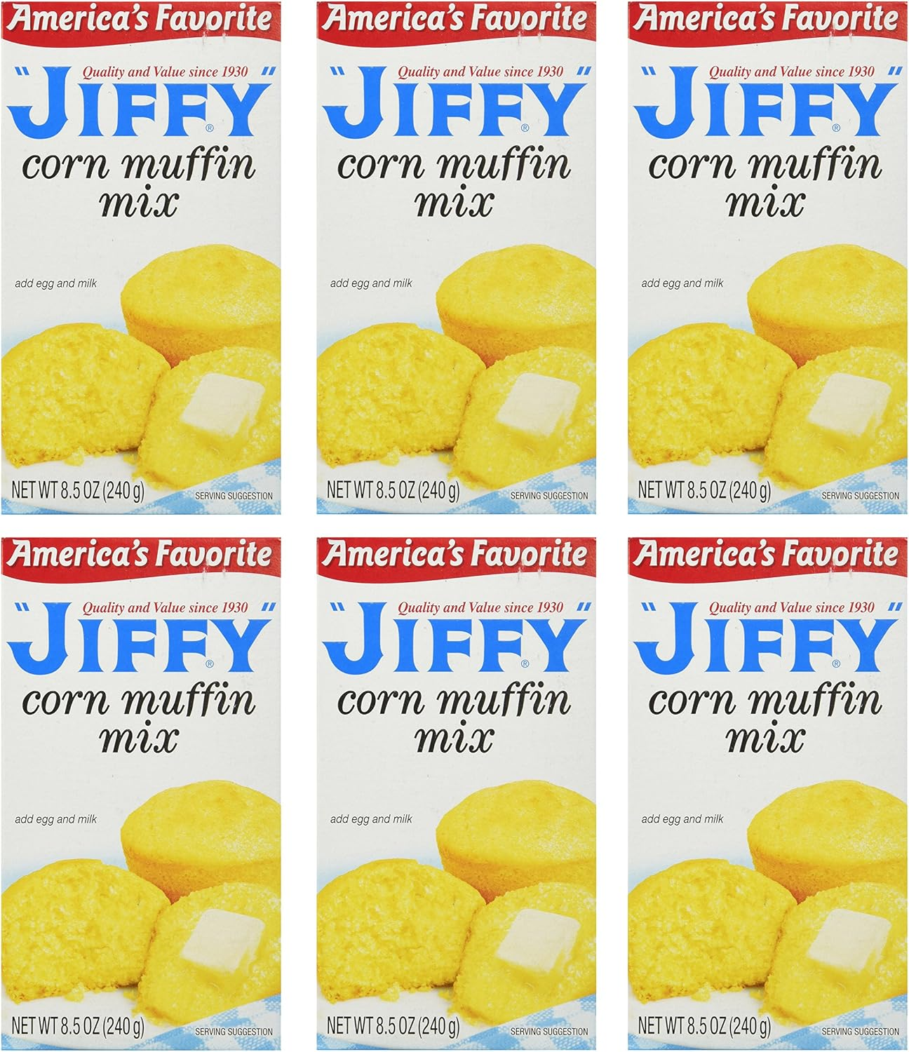 Jiffy Corn Muffin Mix - Make Corn Bread Quick and Easy, 240 G (6-Pack)