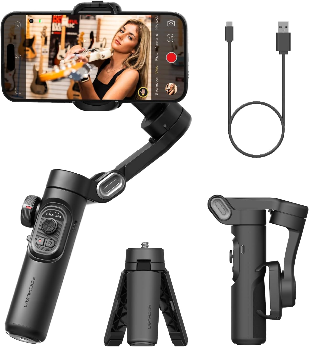 3-Axis Foldable Smartphone Gimbal Stabilizer for iPhone and