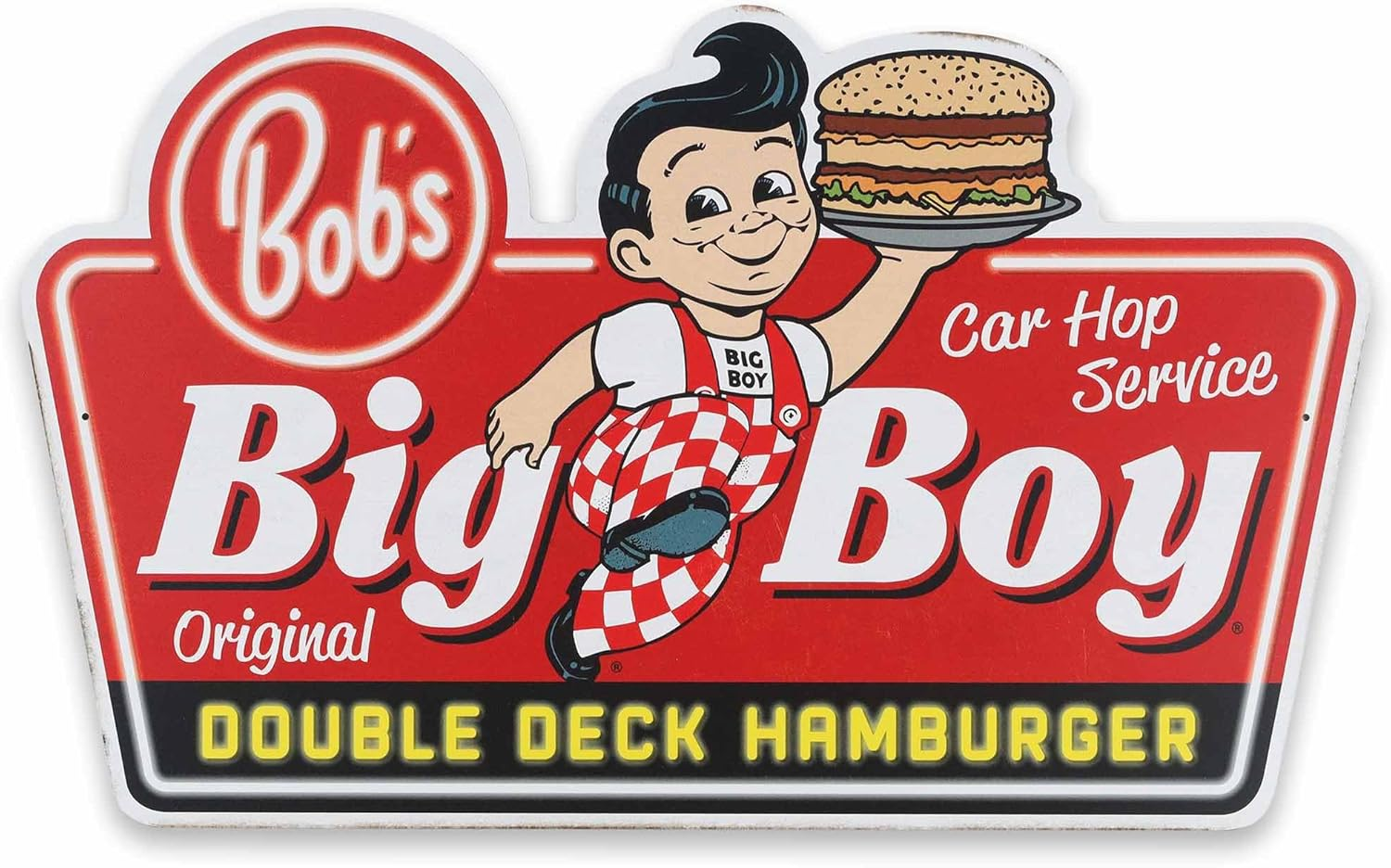 Bob'S Big Boy Double Deck Hamburger Metal Sign - Vintage Bob'S Big Boy Wall Art for Kitchen, Diner or Man Cave