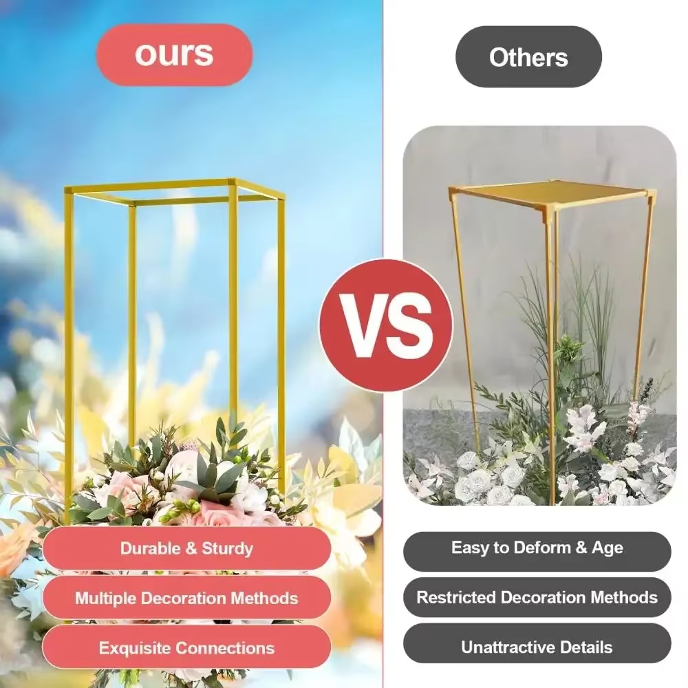 1 Set Metal Golden Rectangular Frame Backdrop Wedding Rack Arch for Birthday Party Backdrop Wedding DLY Decor Height 40/60/80Cm