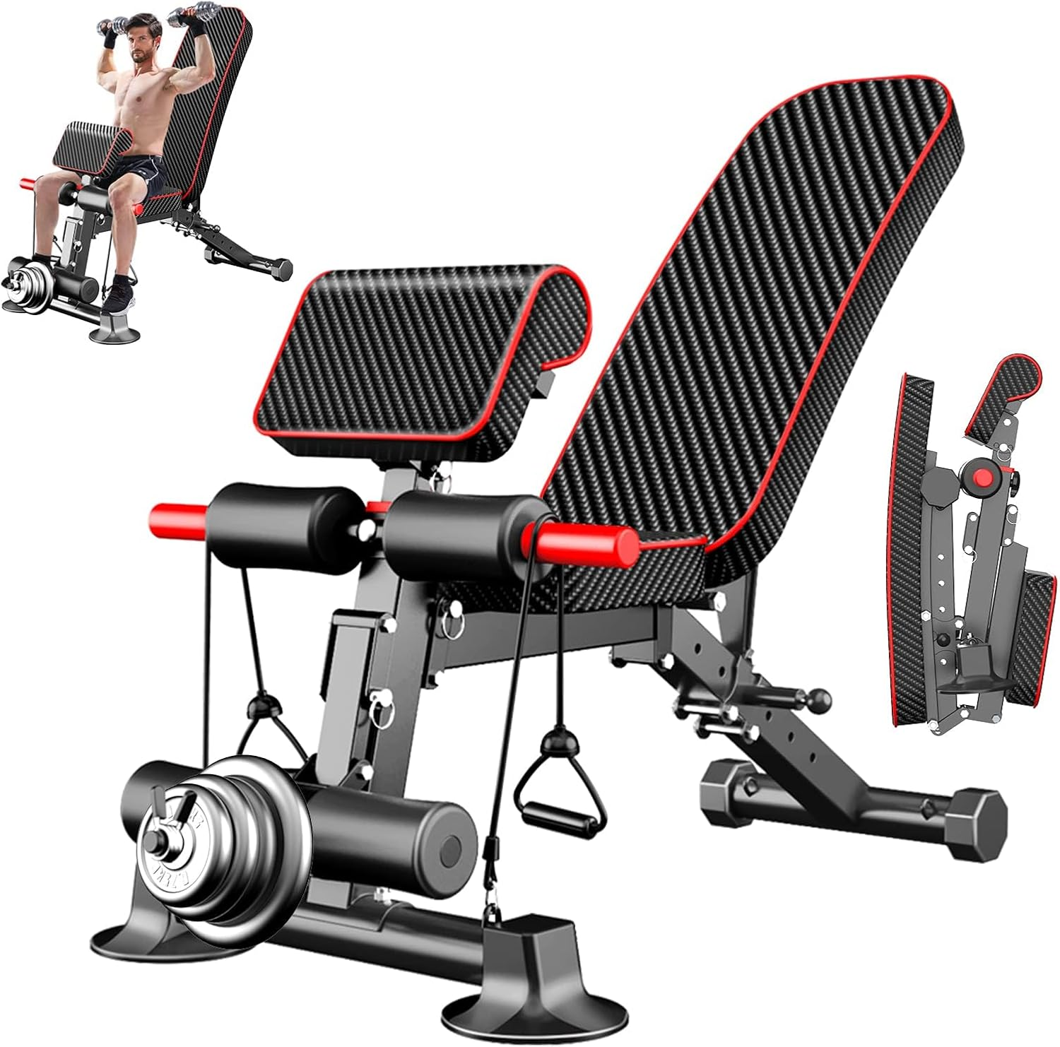 Adjustable Weight Bench - Utility Workout Benches for Exercise, Free Installation Design for Portable Fitness Strength Training Equipment at Home Gym