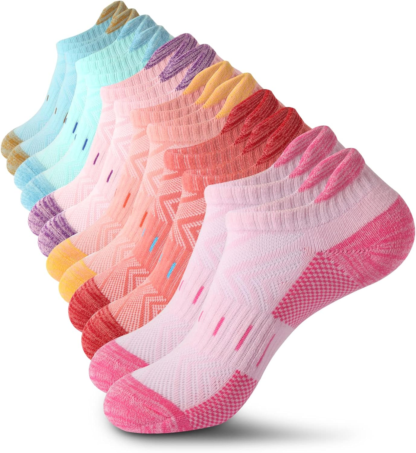 Womens Socks 6 Pairs Running Low Cut Cotton Socks for Women Cushioned Breathable Casual Ladies Ankle Athletic Sport Socks