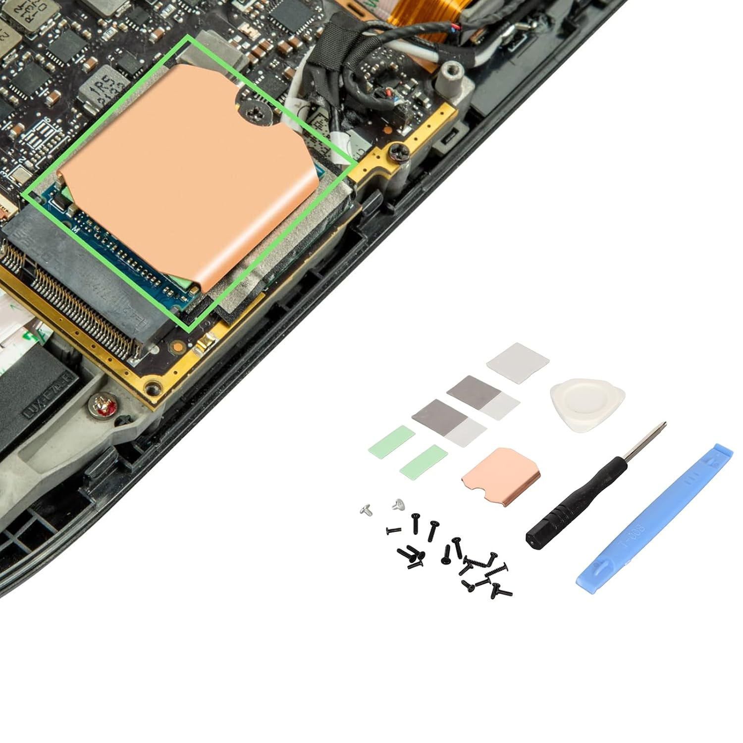 SSD Heatsink Thermal Pad for Steamdeck ROG All, M.2 2230 NVME SSD Copper Heat Sink Cooling Thermal Paste Back Cover Opening Tool, Easy to Install