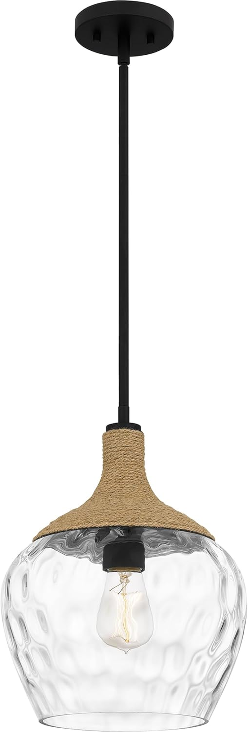 Royer Coastal Mini Pendant Light with Clear Glass and Rope Detail