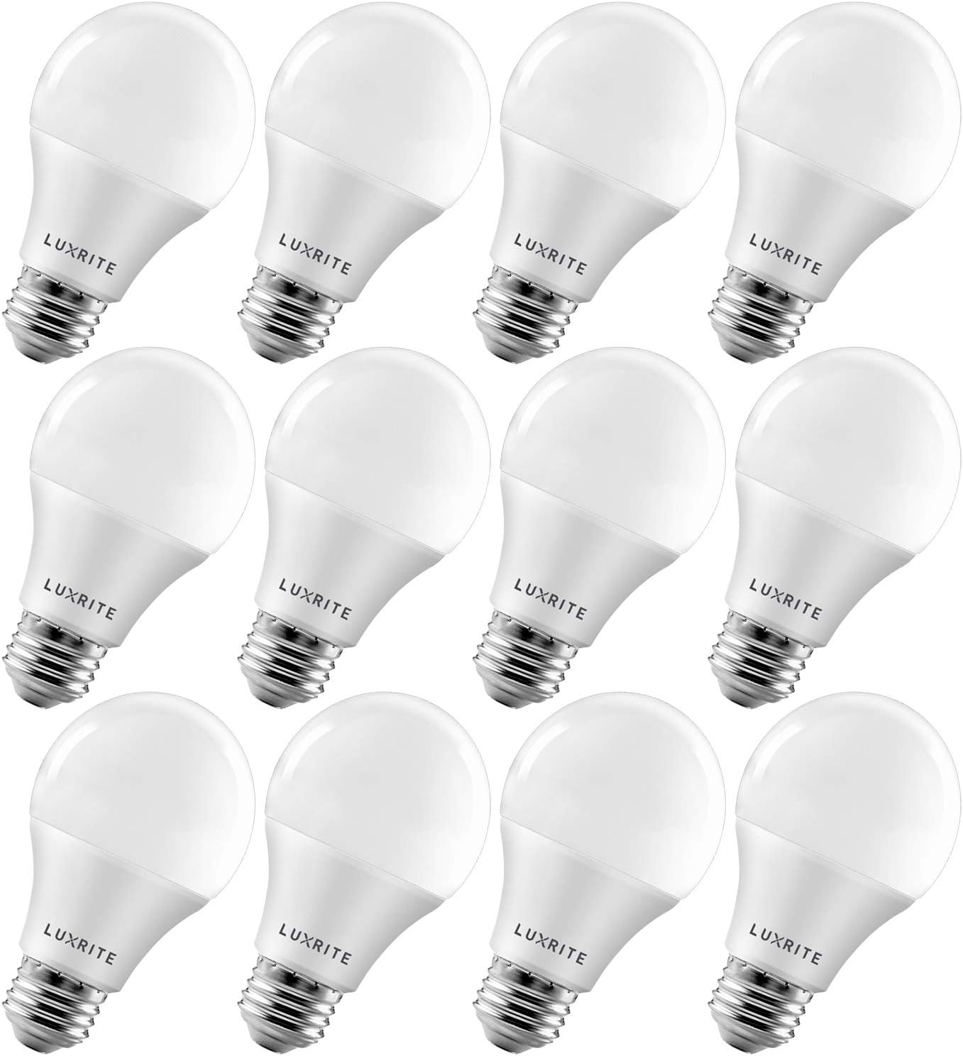 A19 LED Bulb 60W Equivalent, 3500K Natural White, 800 Lumens, Dimmable Standard LED Light Bulbs 9W, Enclosed Fixture Rated, Energy Star, E26 Medium Base - Indoor and Outdoor (12 Pack)