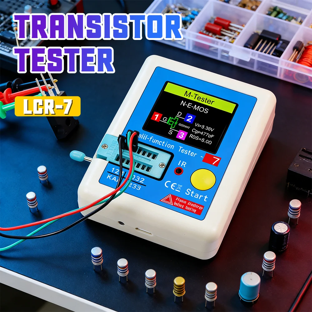 LCR-7 Transistor Tester Multimeter with Colorful TFT Display for Diode Triode MOS/NPN/PNP Capacitor Resistor Measurement