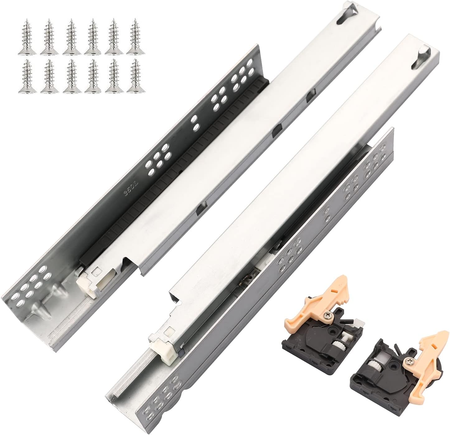 6 Pair 14 Inch Undermount Soft Close Drawer Slides,Bottom Mount Concealed 100Lb Load Capacity Full Extension Ball Bearing Rails with Adjustable Locking Devices