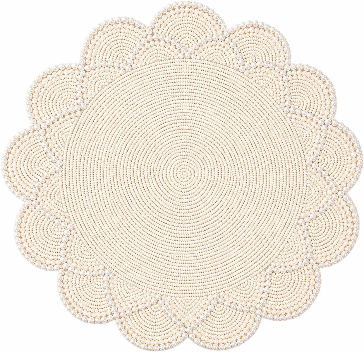 Round Ivory Placemats 13 Inches- Set of 1 | Heat Resistant Mats for Kitchen and Dining Table Décor- Non Slip Placemat for Special Occasions and Everyday Use | Ideal for Gatherings