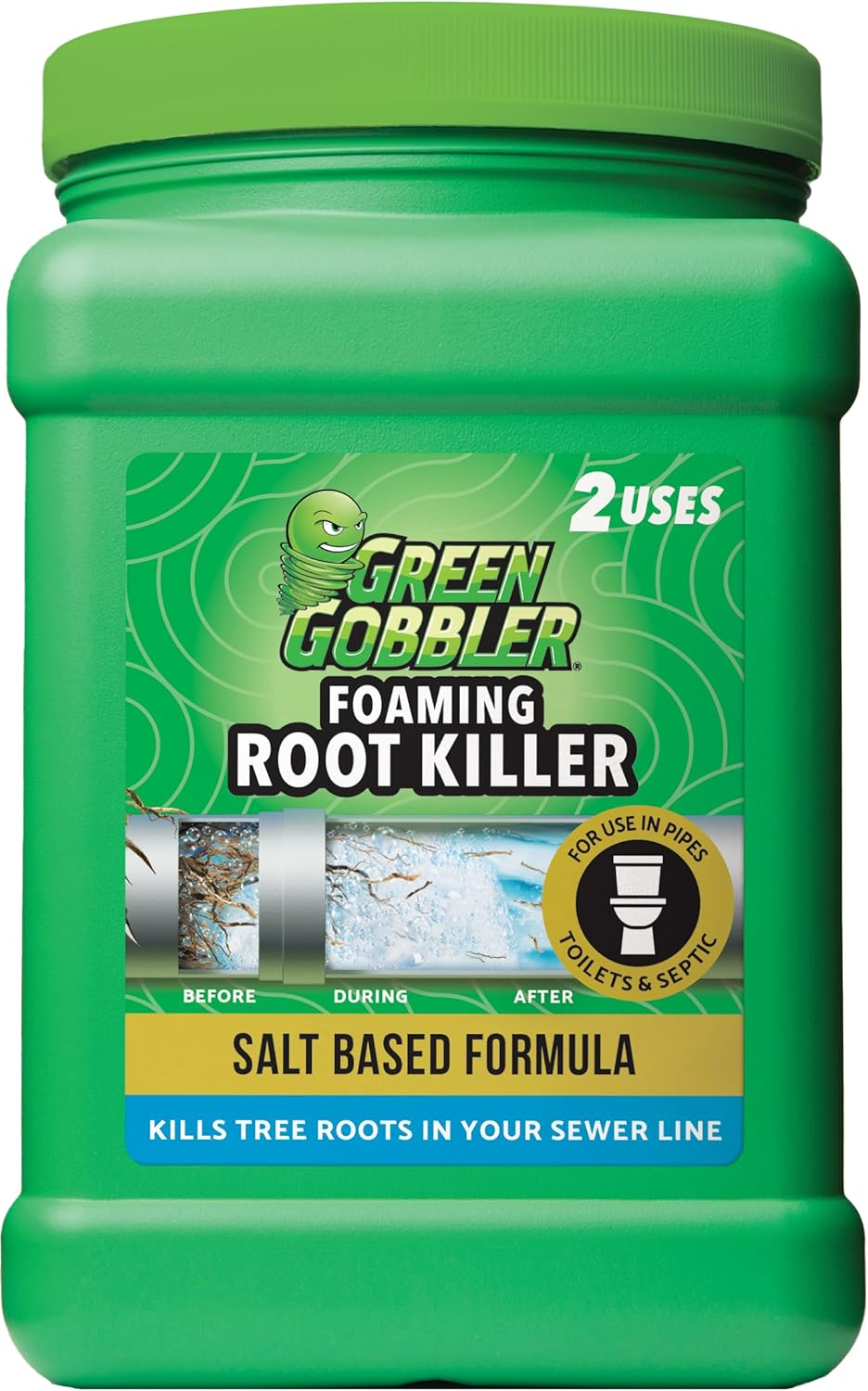 Green Gobbler, FOAMING Root Killer | Kills Tree Roots in Pipes