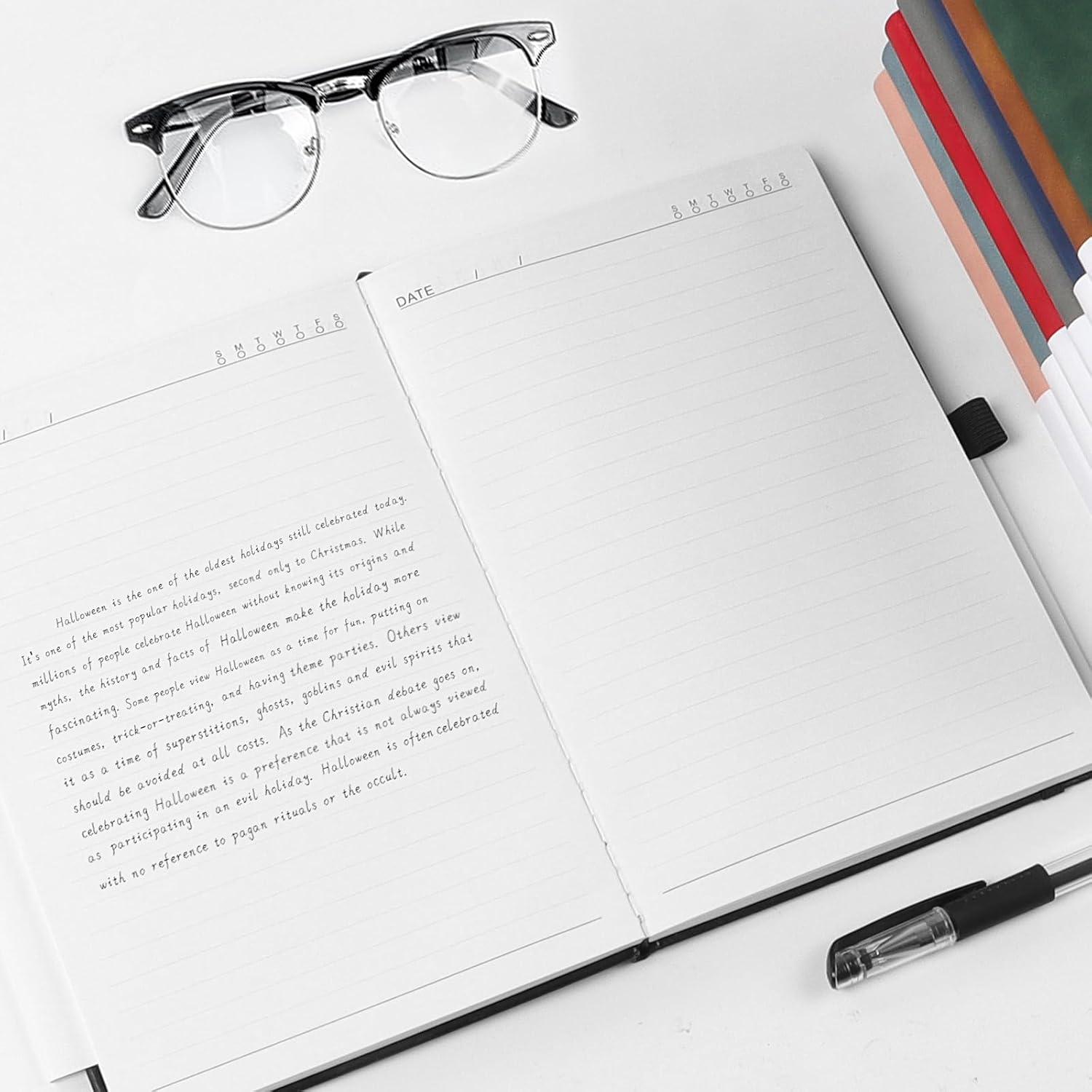 A5 Journal Notebook for Men and Women, Lined Hardcover Notebook with Elastic ... - Picture 7 of 20