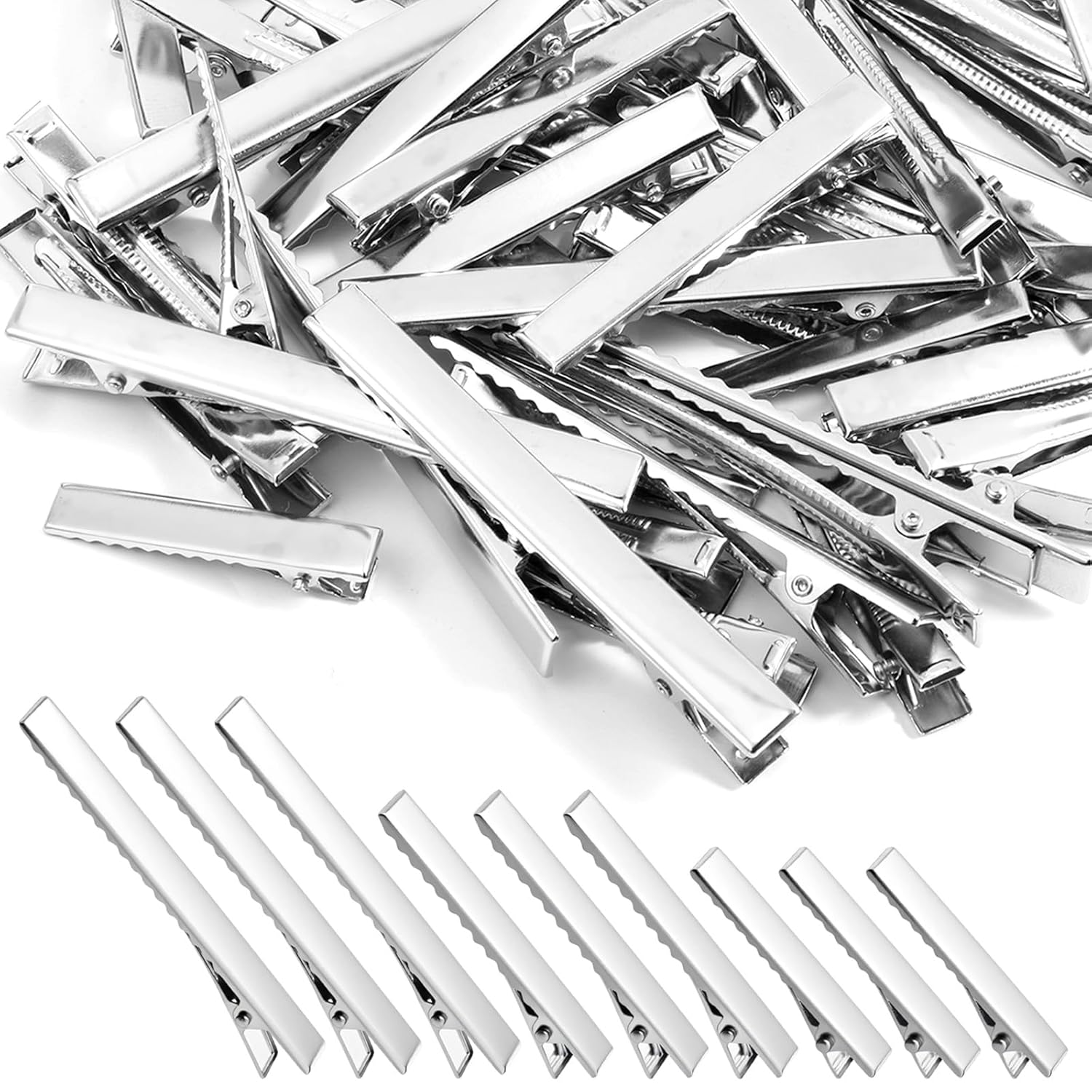 45 Pcs Alligator Hair Clips, Silver Metal Alligator Hair Pins 1.7/2.2/3 Inch Clips Small Crocodile Flat Bow Clip for Hairs Accessories Crafts Accessory DIY Supplies