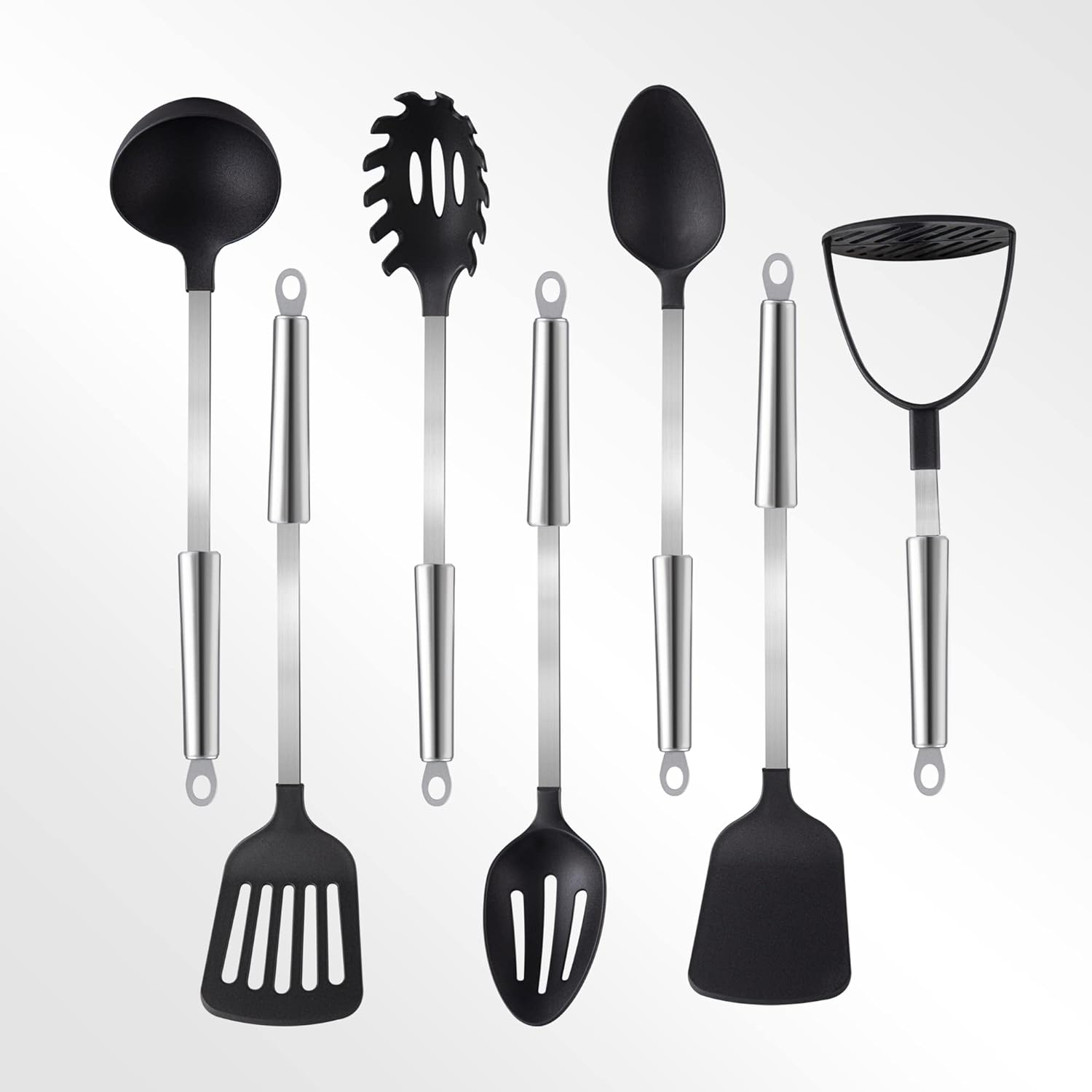 Kitchen Utensils Set 7 Pcs, Premium Stainless Steel Heat Resistant Cooking Utensils Sets, Kitchen Gadgets Accessories Tools for Non-Stick Cookware (BPA Free)
