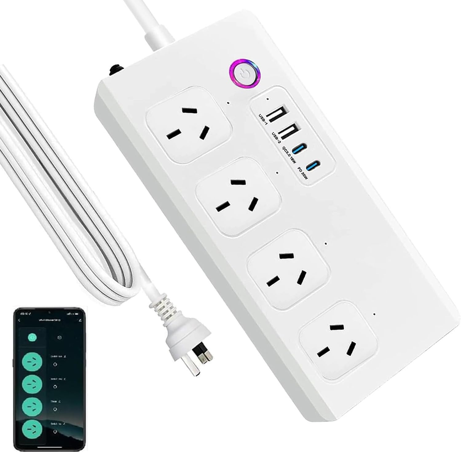 UseeLink WiFi Smart Power Strip, Power Board with 4 Outlets and 4 USB-A Charg... - Picture 11 of 13
